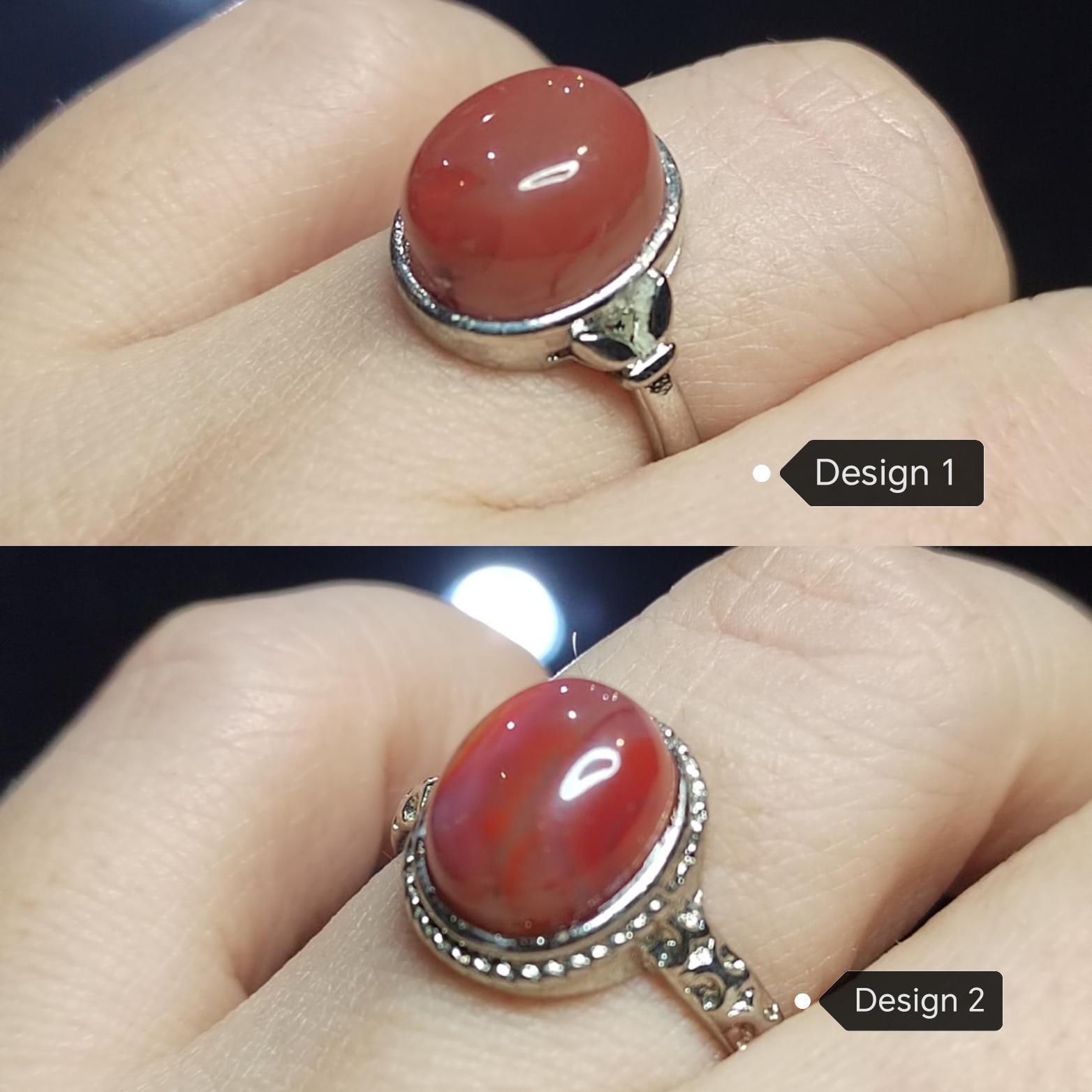 Waxi Nanhong South Red Agate Ring Set: 18K Gold, Victorian & Minimalist SL418