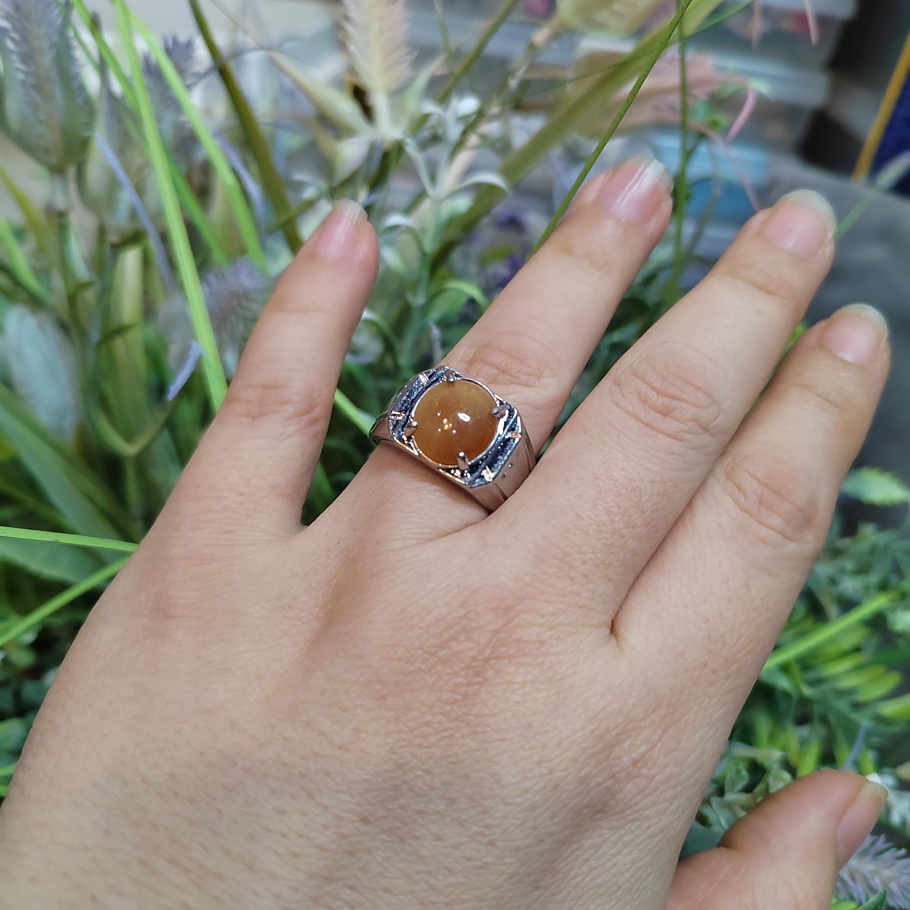 Large Luxury Certified Burmese Natural Gemstone Untreated Man Ring White Icy/ Natural Sugar Cane Yellow Jadeite For Him SL165 SL166 - SL Precious