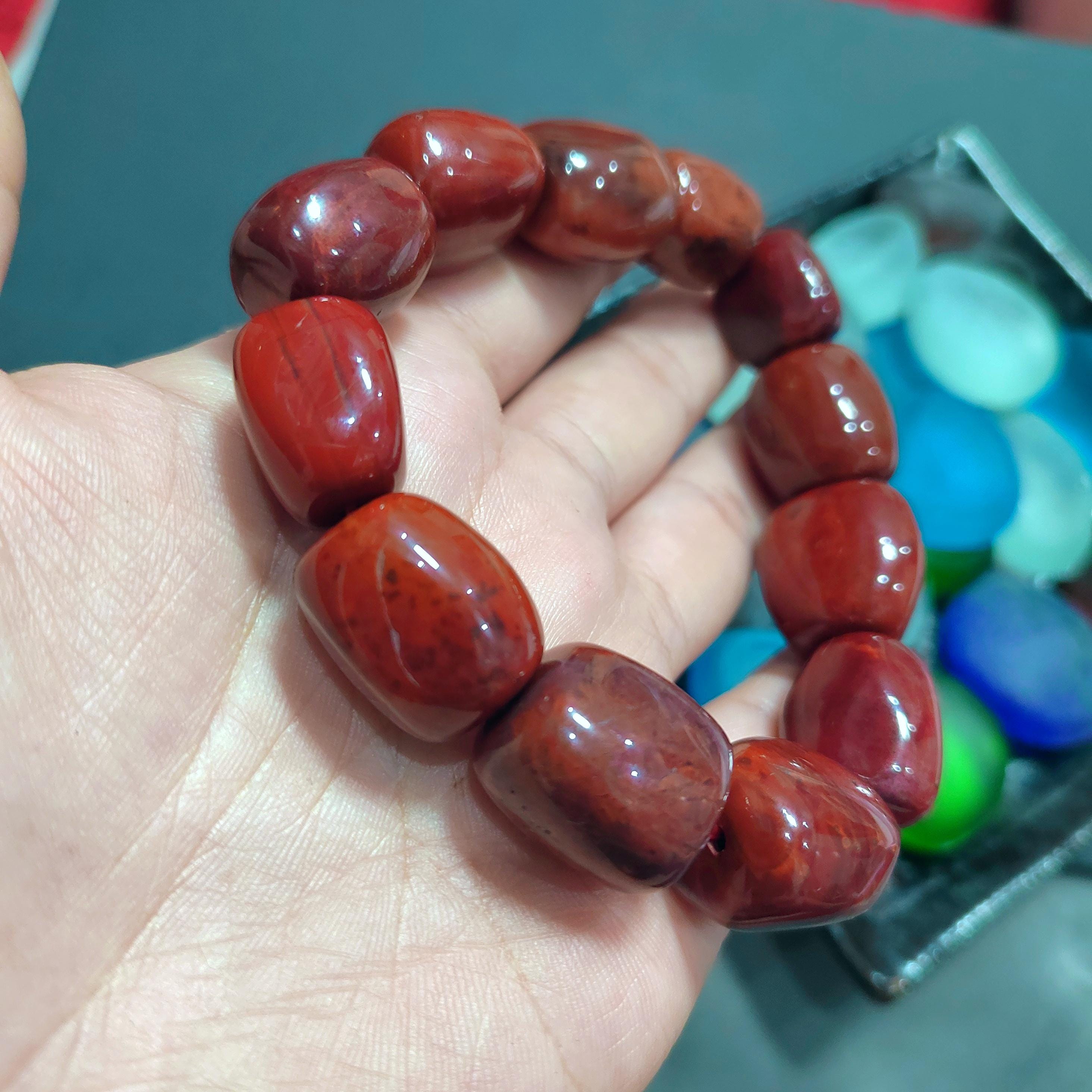Certified A-Grade Natural Southern Sichuan Liangshan Waxi Ox Blood| Natural Raw Skin| 14-18mm Uneven Beads Bracelet SL380
