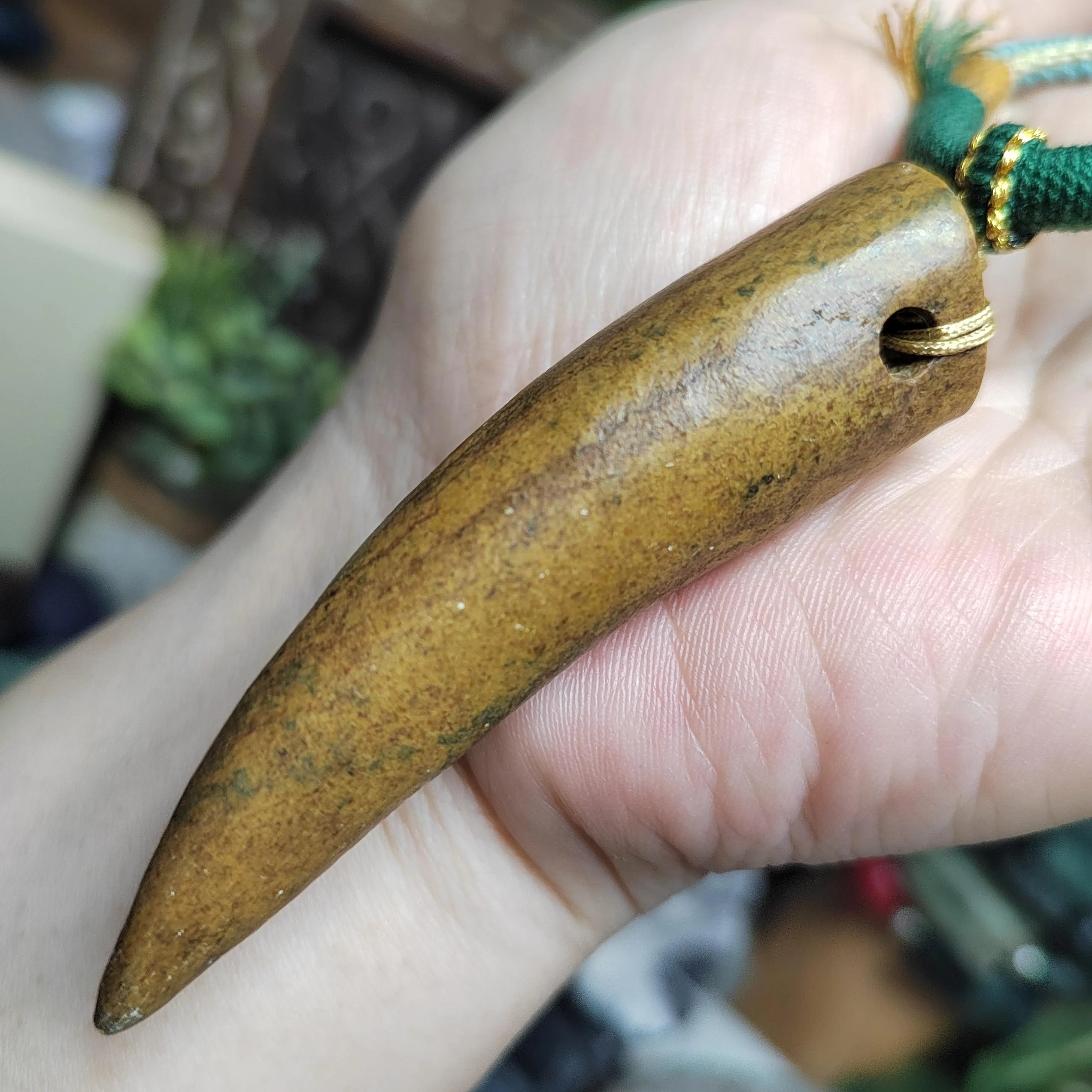 Certified Natural Old Skin Yellow Brown Hemo Jade Crescent Fang