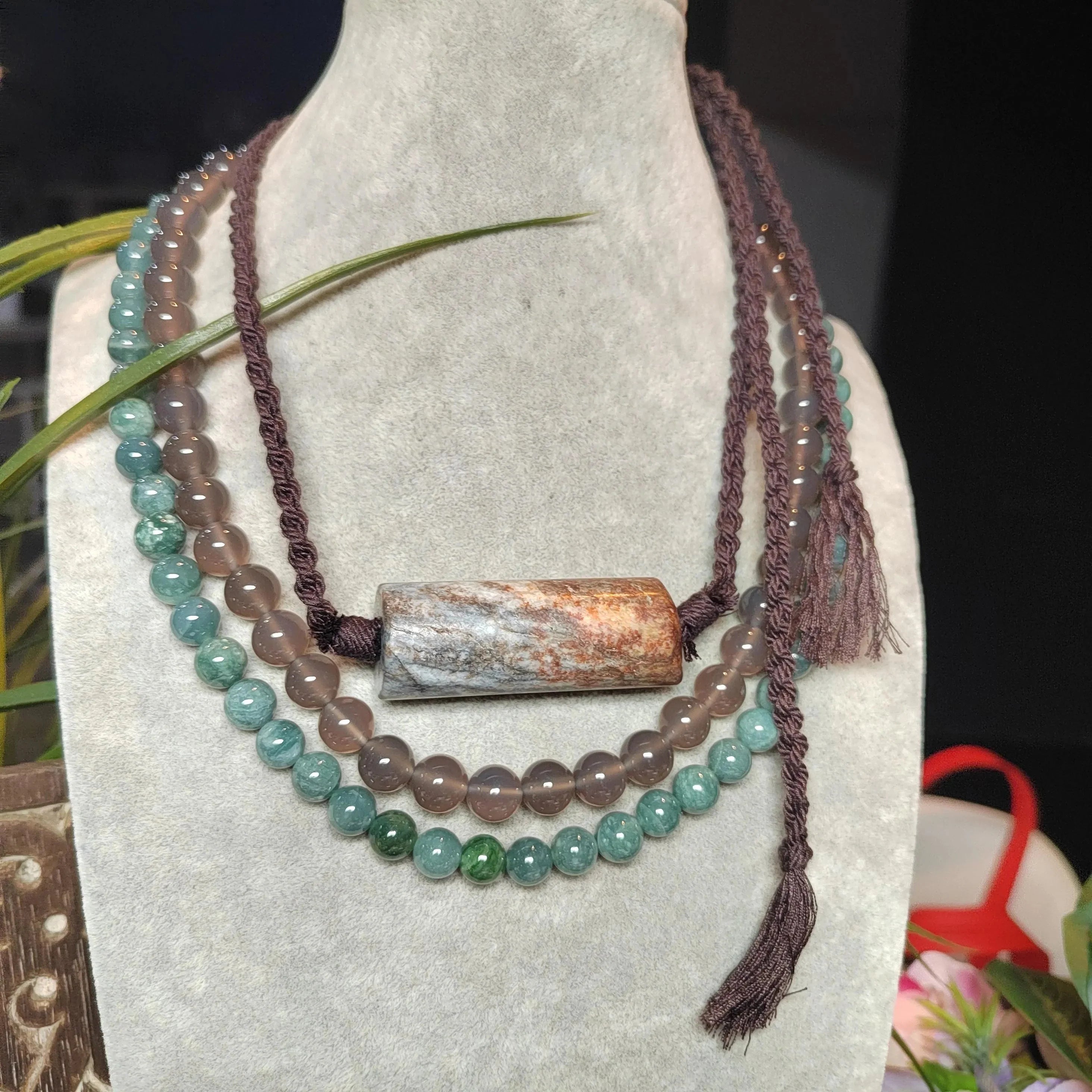 Certified Hemo Jade Pendant | Rare Nephrite Jade | 58mm Natural Stone Necklace 段树林河磨玉带红草吊坠SL512 SL Precious