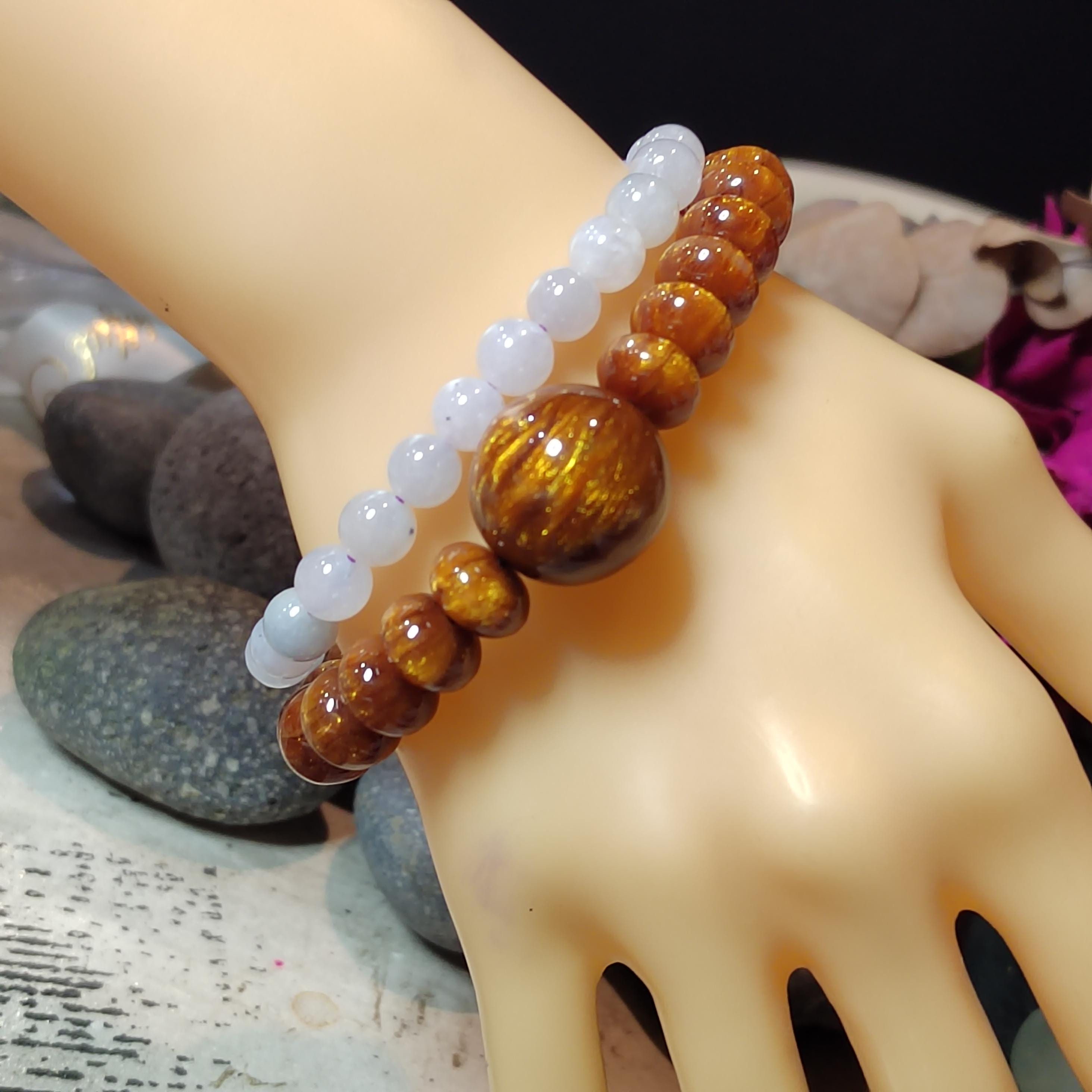 Golden Sea Willow Bracelet 金丝海柳手串 | Natural Ocean Coral | 26 Beads 10.9mm + 19.8mm | 17cm Wrist | Healing Energy SL128 - SL Precious