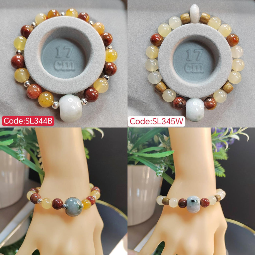Handmade Natural Untreated HuangLong Jade| Burmese Jadeite| S999 Silver Bead Bracelet SL345B SL345W - SL Precious