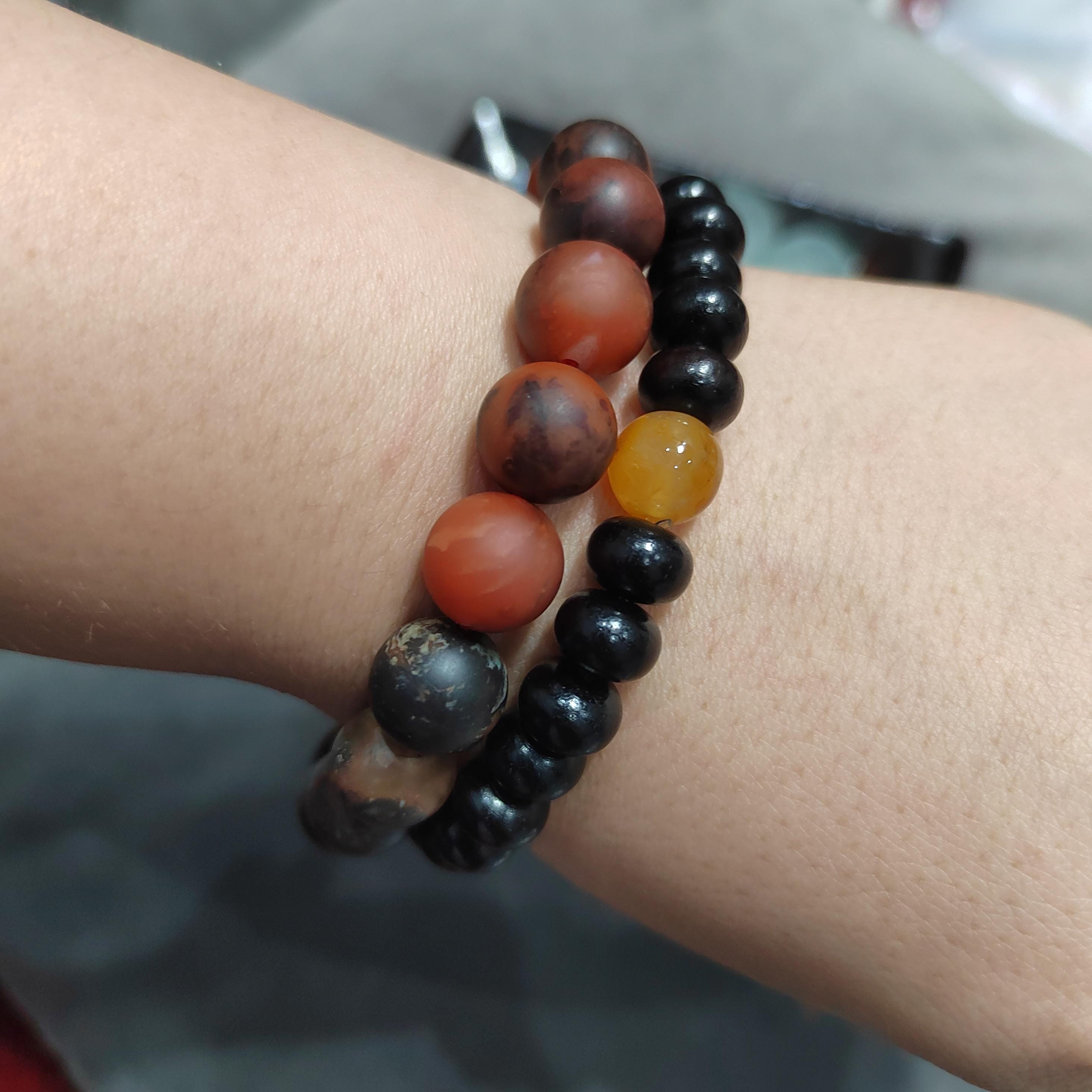 Certified Natural Southern Baoshan Nanhong  Matte Agate| Iron Skin| Raw Skin| Natural Black/Red| Unique Natural Beauty Bead Bracelet SL378