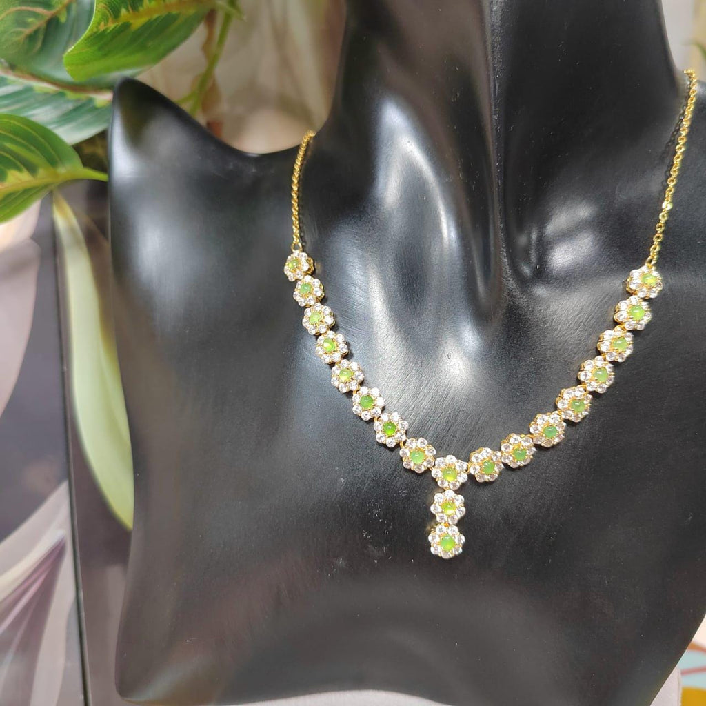 Elegant 19pcs Icy Apple Green Burmese Jadeite Necklace, 18K Gold Plated S925 Silver with Zirconia, Perfect Gemstone Gift SL014 - SL Precious