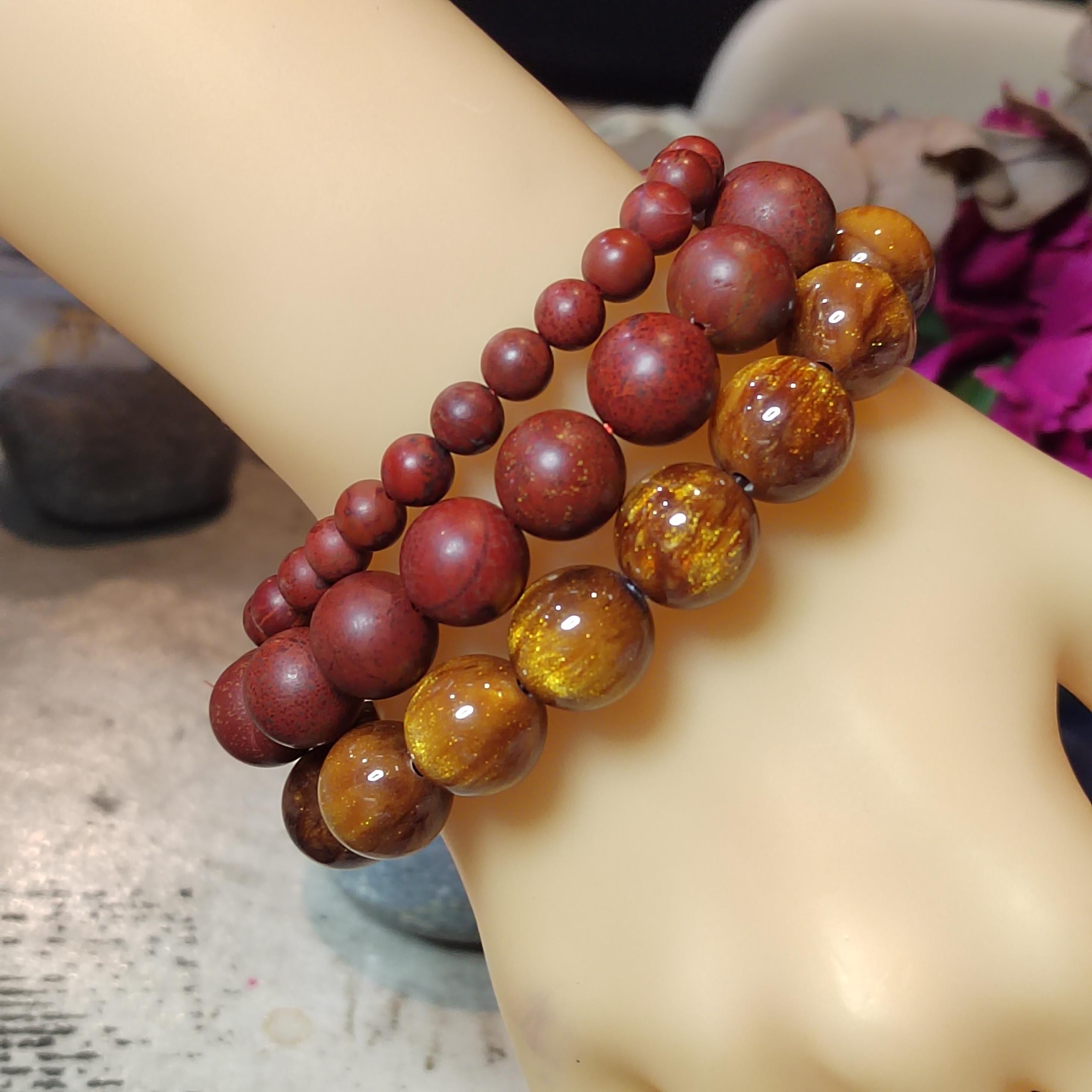 Rare Golden Sea Willow Bracelet 13.4mm | 15pcs | Natural Ocean Coral Gem | 天然金海柳手串 | SL124 - SL Precious