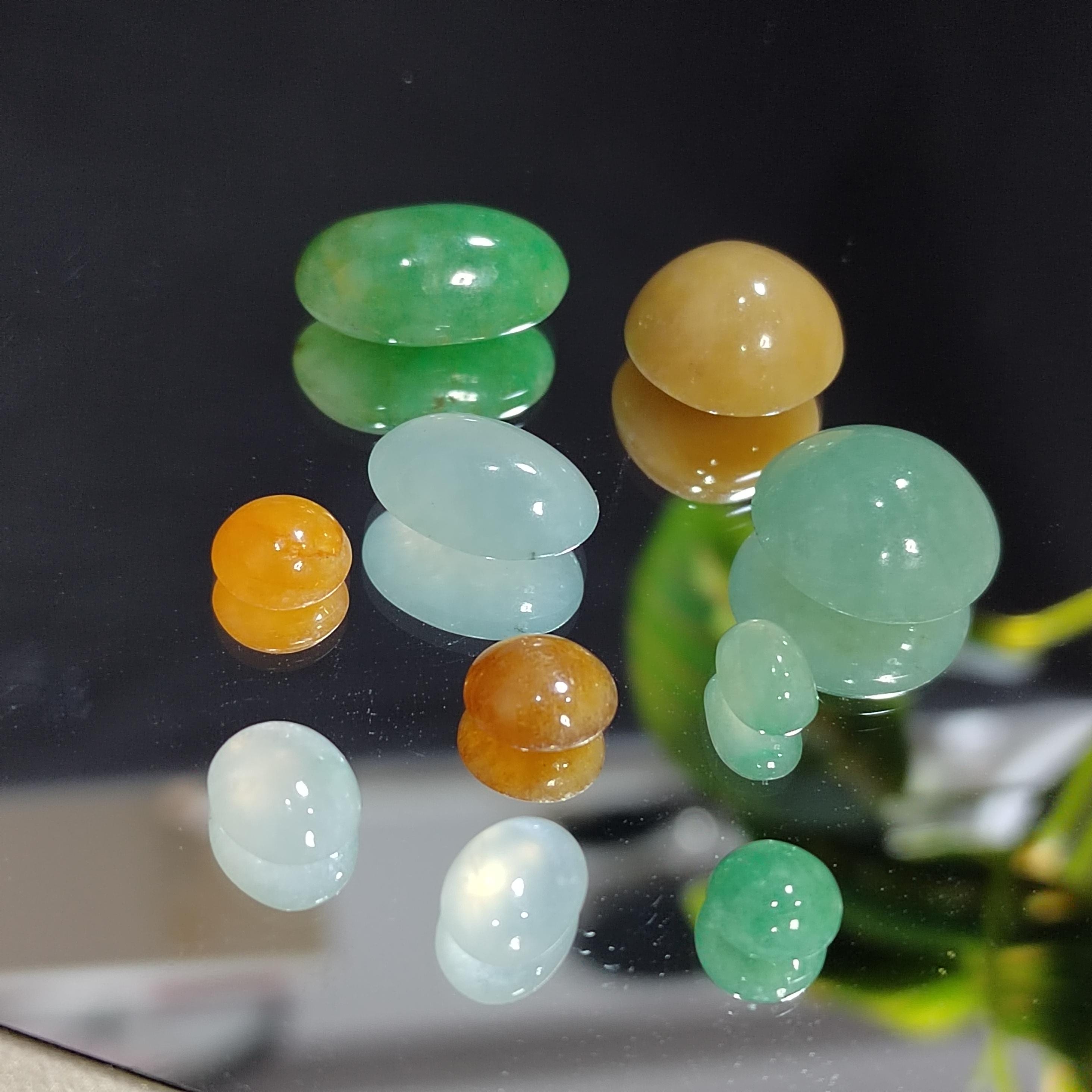 Natural Untreated 10pcs Set Burmese Multicolour Cabochons Jadeite SL405 - SL Precious