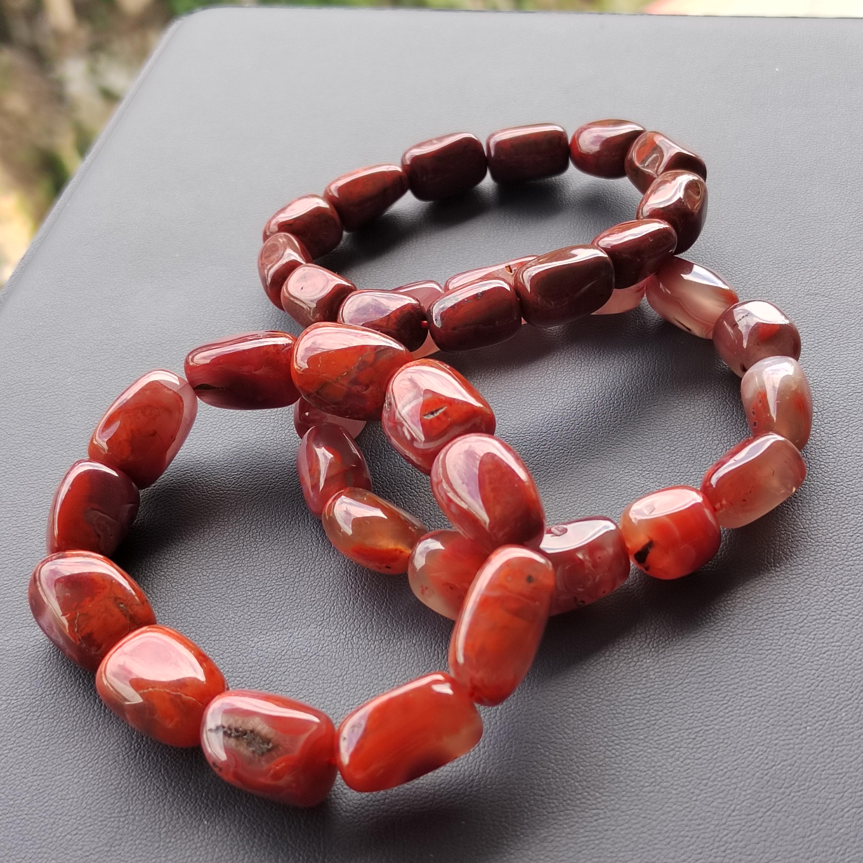 Certified Sichuan Liangshan Iron Skin|Raw Red Nanhong Agate Cylinder|Uneven Cut Beads Bracelet | Handcrafted with SL279