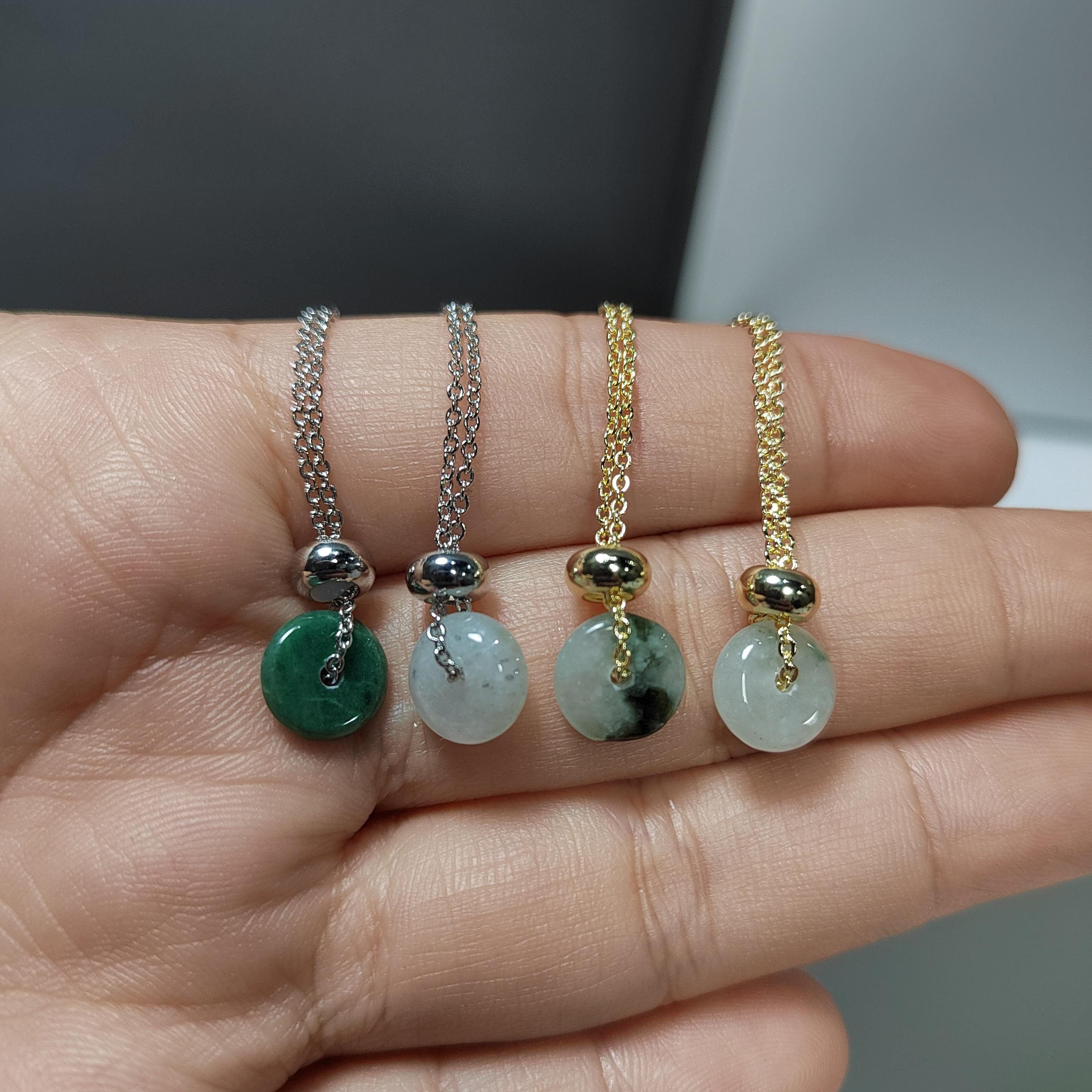Adjustable Burmese Minimalist Natural Untreated Donut Jadeite Pendant Necklace 4 Options SL217A SL217B SL217C SL217D