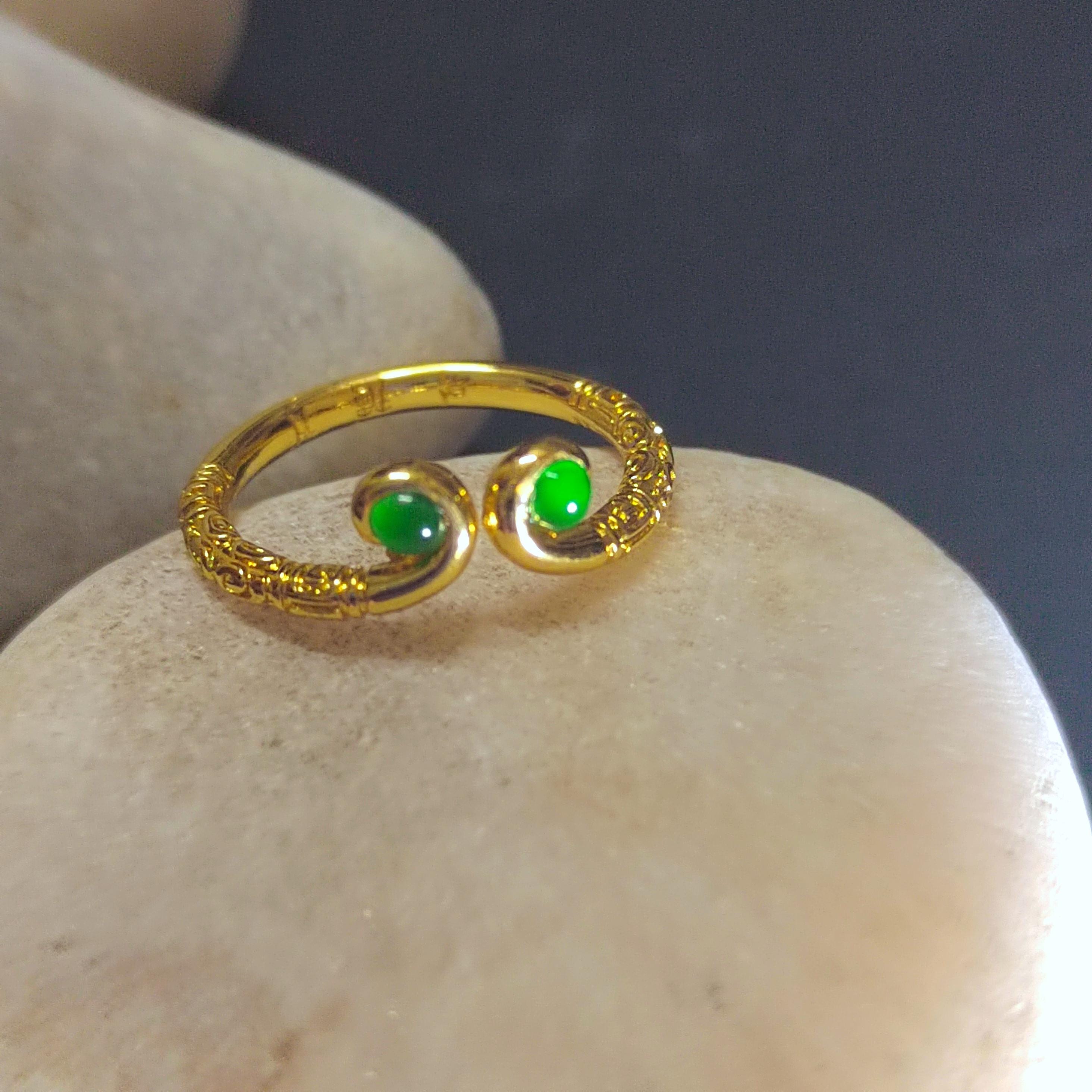 Certified Guatemala Imperial Green Minimalist Design 18k Gold Plated Ring SL248X7 - SL Precious