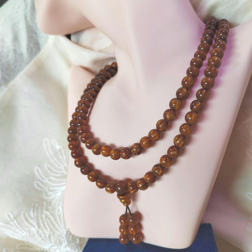 Golden Sea Willow 108 Beads Necklace Bracelet 8mm Natural Prayer Mala 金丝海柳佛珠 SL126 - SL Precious