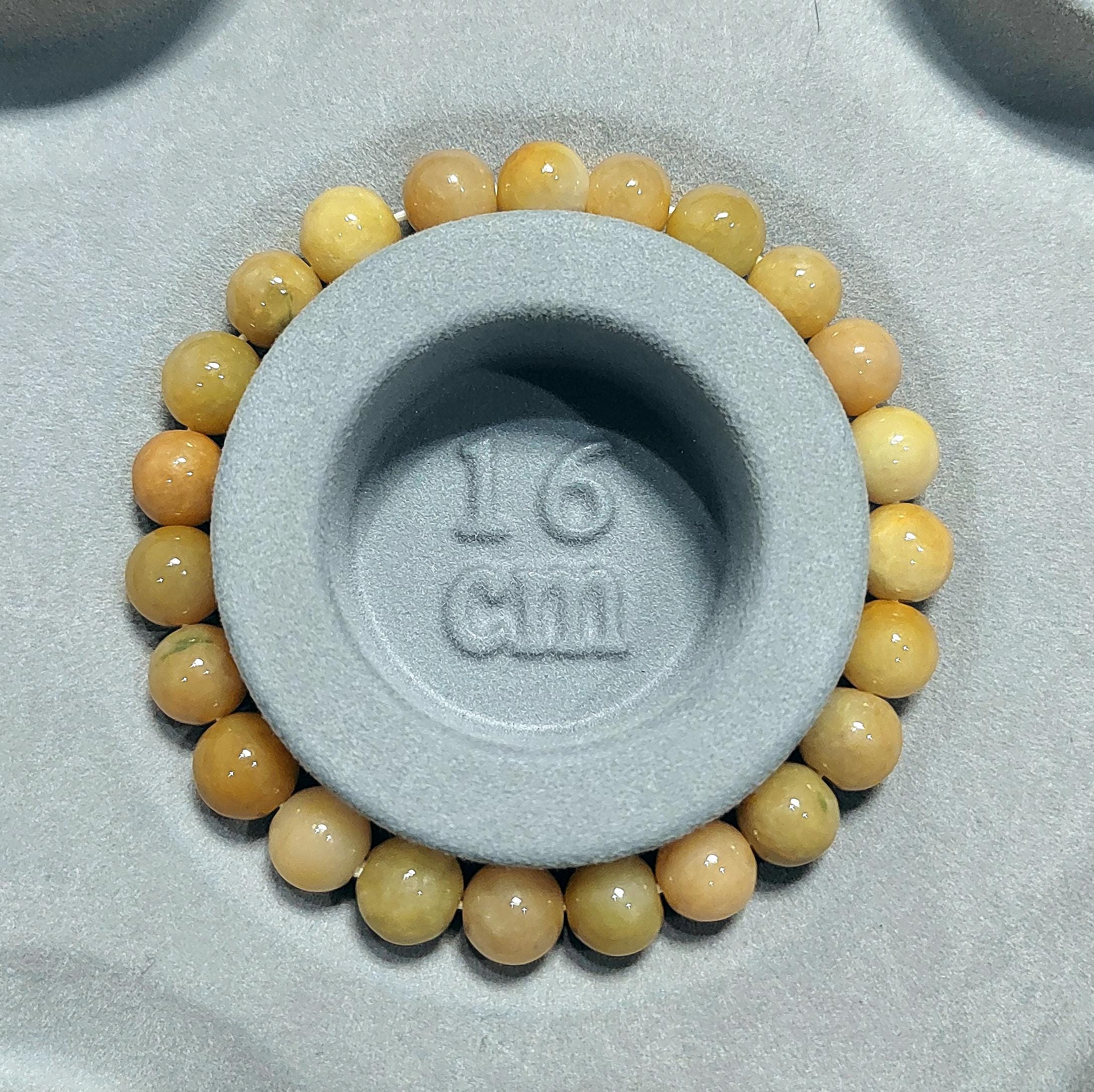 Certified Natural Untreated Burmese Yellow|Green|White Icy Bead Jadeite Bracelet 8mm SL364