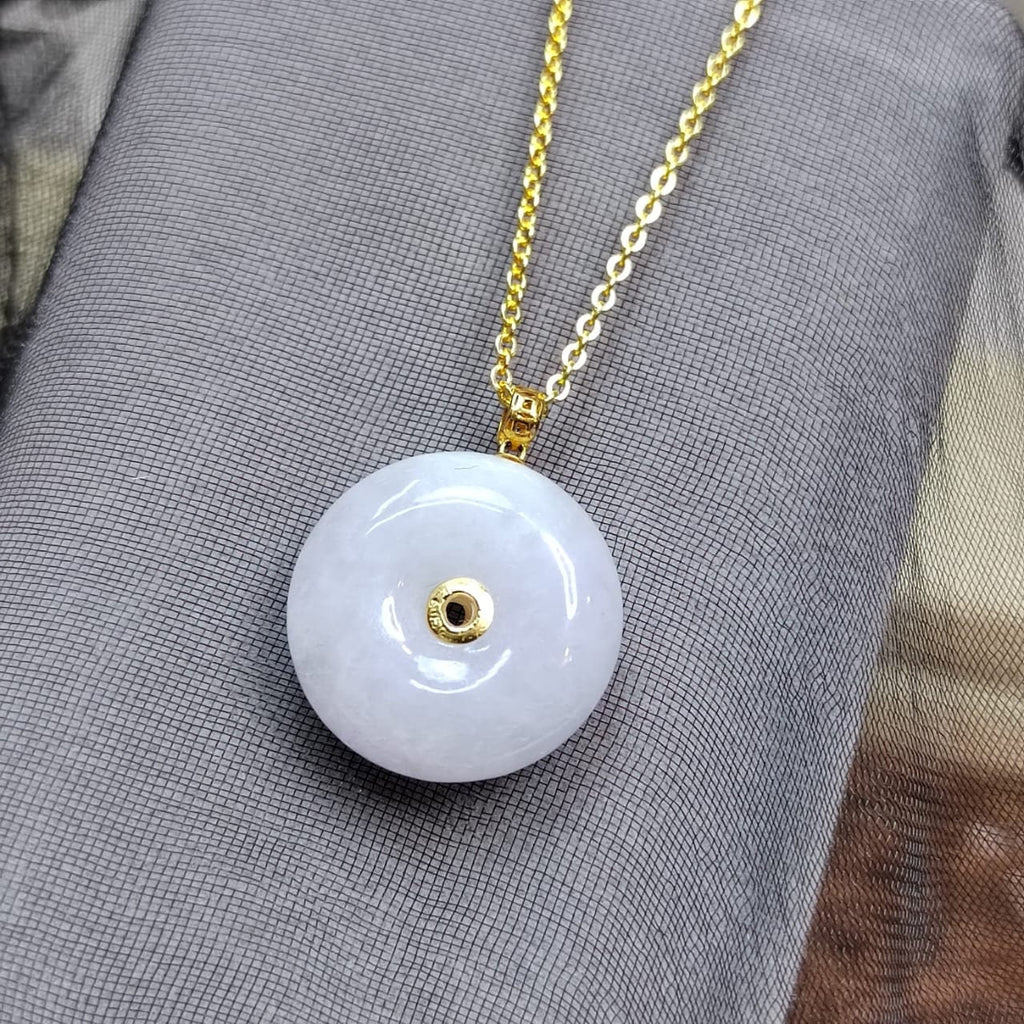 Exquisite Burmese Gemstone Rare Purple White Donut Jadeite  Minimalist 18K Solid Yellow Gold Setting For Her SL8022 - SL Precious