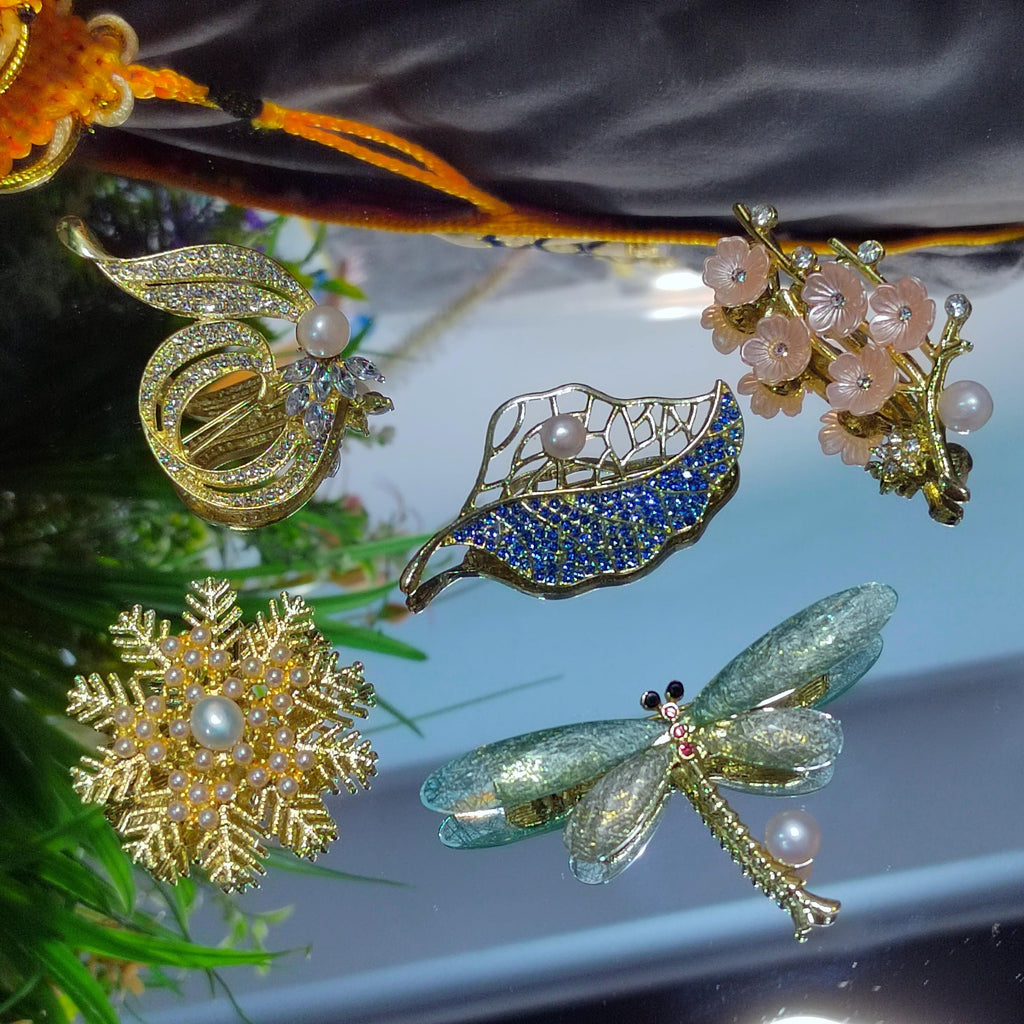 Elegant Brouch Rhinestone Water Pearl Snow, Leaf, Dragonfly, Sakura, Floral, Party Casual or Anniversary SL145, SL146,SL147,SL148, SL149 - SL Precious