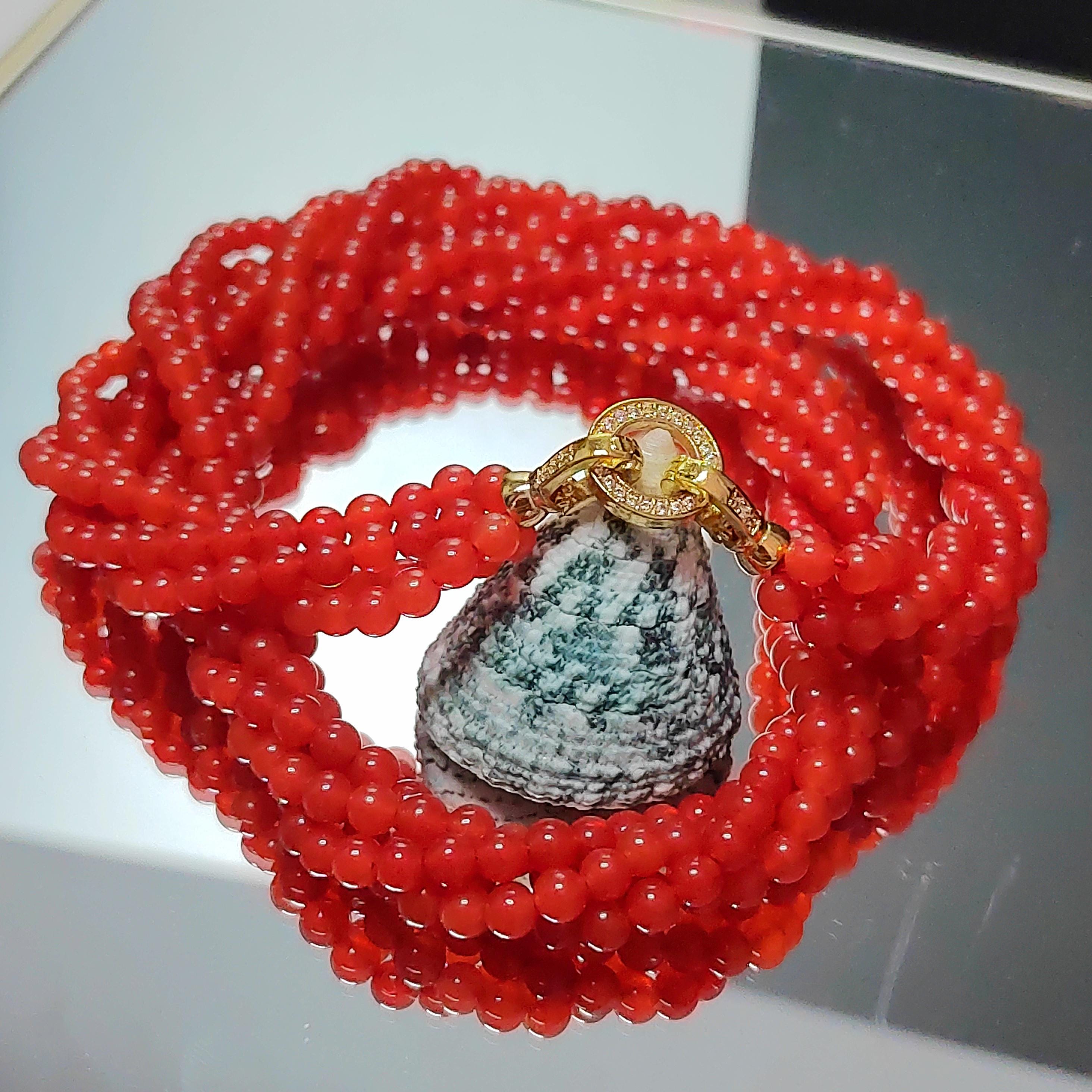 Luxurious Red Agate Southern Icy Yunnan Baoshan Nanhong Twisted Beads Necklace For Her Twisted Beads Necklace - Exquisite Gift for Her SL276