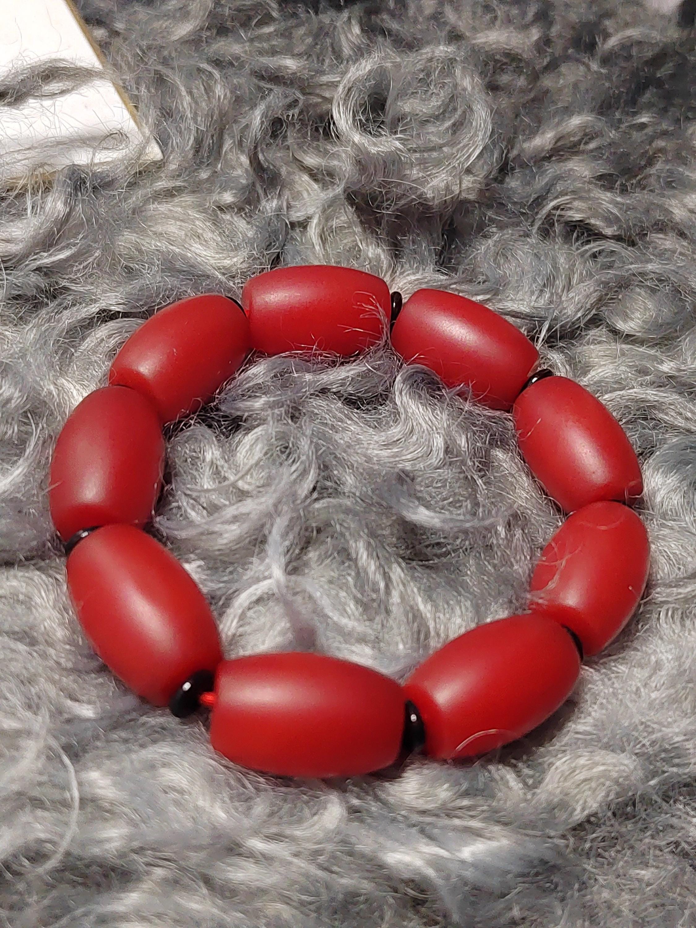 Certified A-Grade Natural Yunnan Baoshan Southern Red Nanhong Agate Cylinder Beads Bracelet SL270X29