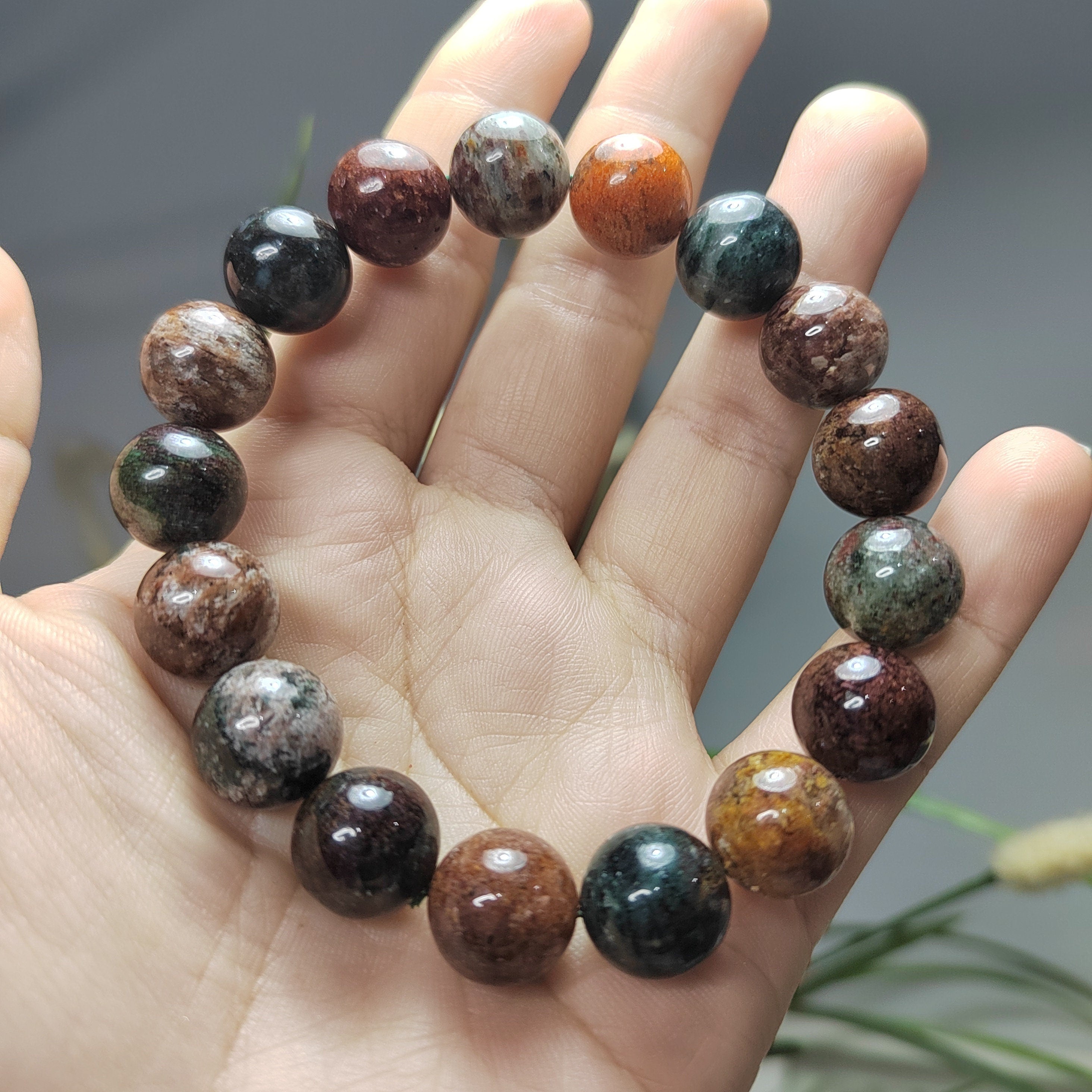 Natural Genuine Four Seasons Garden Phantom Quartz 12.5mm 17pcs Beads Bracelet SL101 - SL Precious