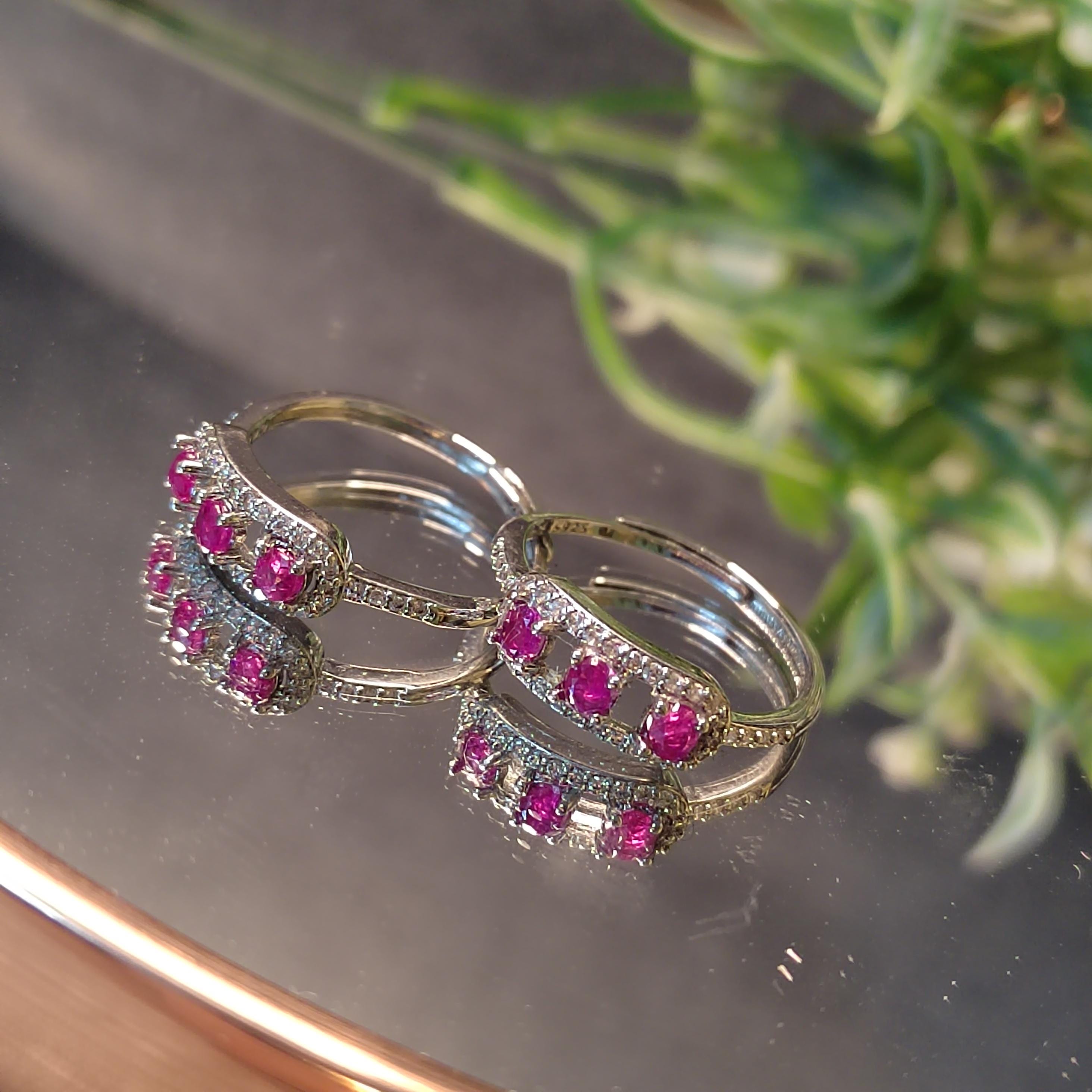 Certified Untreated Natural Burmese Mogok Pink Sapphire Zircon Accents S925 Ring Minimalist Jewelry Best Friend Gift SL136