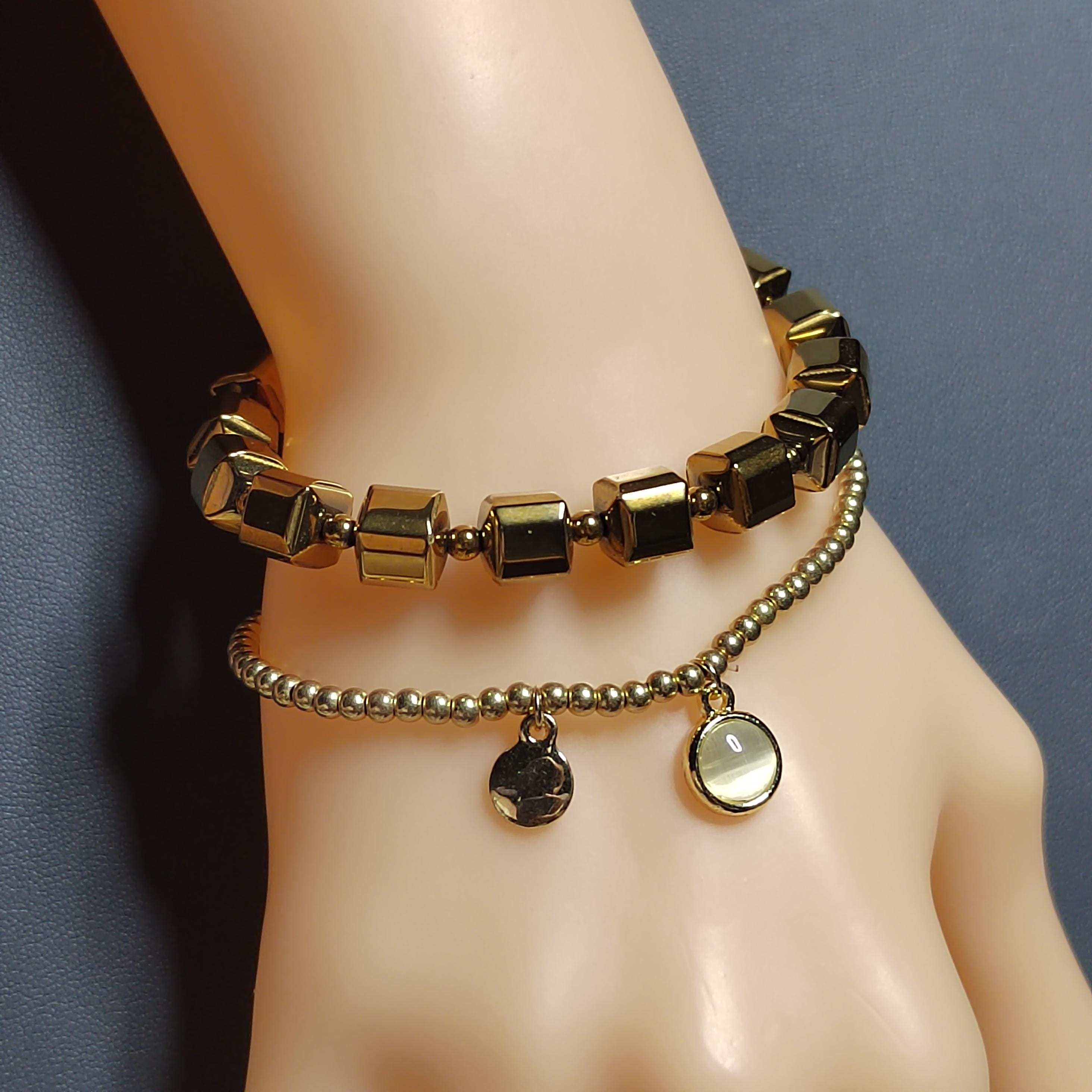 Pyrite Double Layer Bracelet Unisex Natural Cylinders Bead Mix & Match Fashion Beautiful Design 2 Stunning Option SL164 SL165 - SL Precious