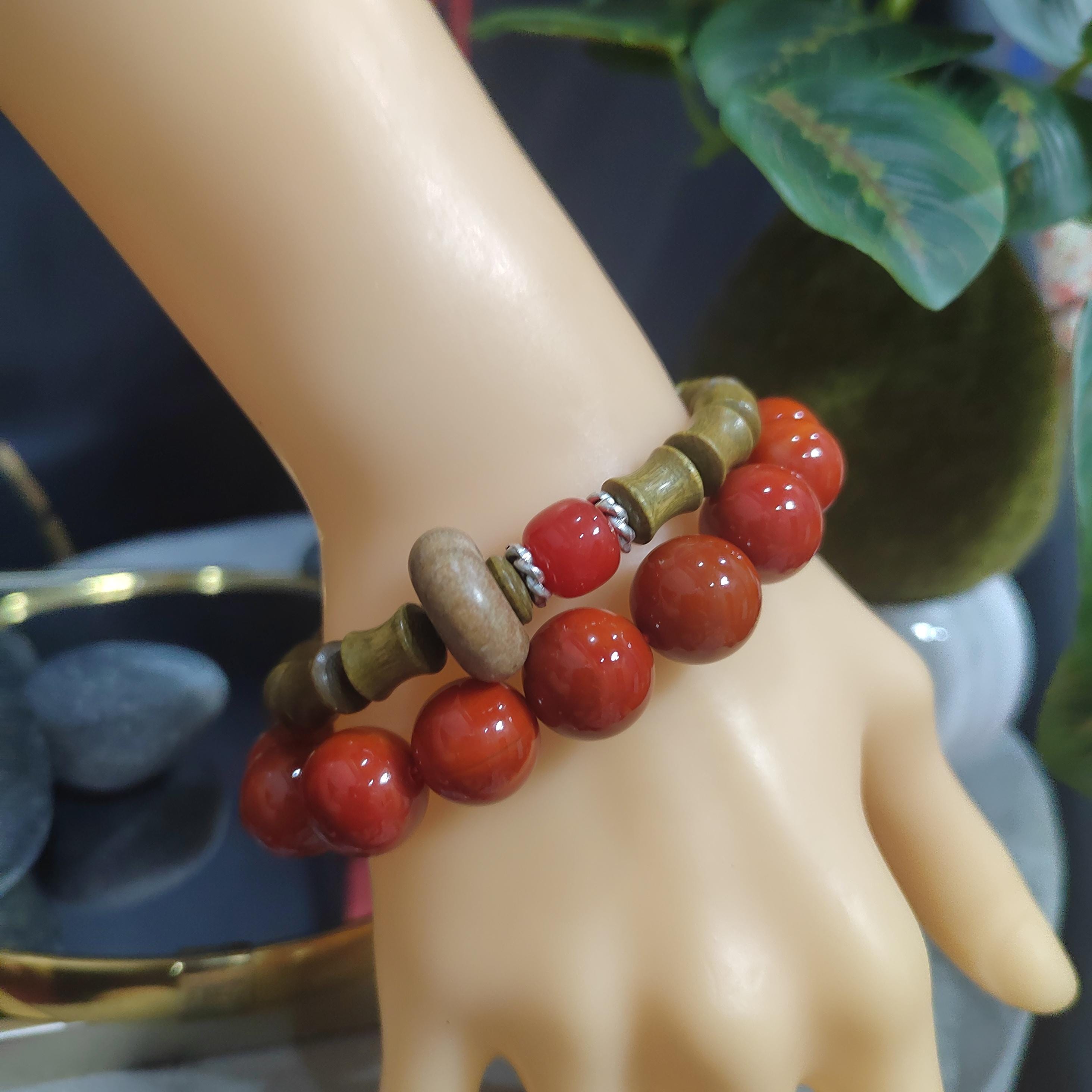 Certified A-Grade Natural Southern Sichuan Liangshan Waxi Nanhong Agate Chili Red Bead Bracelet 13.5-14mm SL400