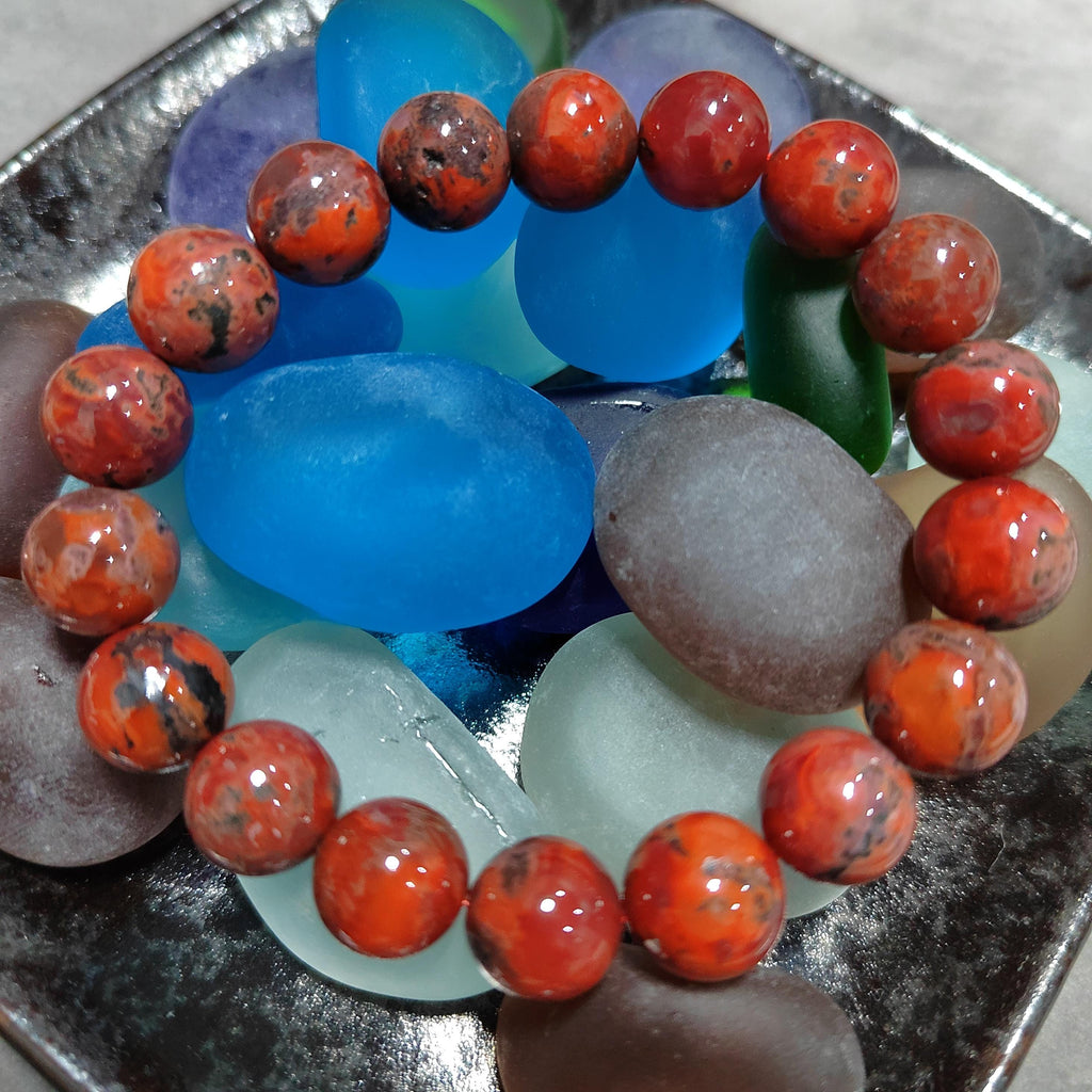 Certified A-Grade Natural Southern Sichuan Liangshan Waxi Deep Red Nanhong Agate|Raw Skin| Iron Skin Shine Surface Beads Bracelet SL385