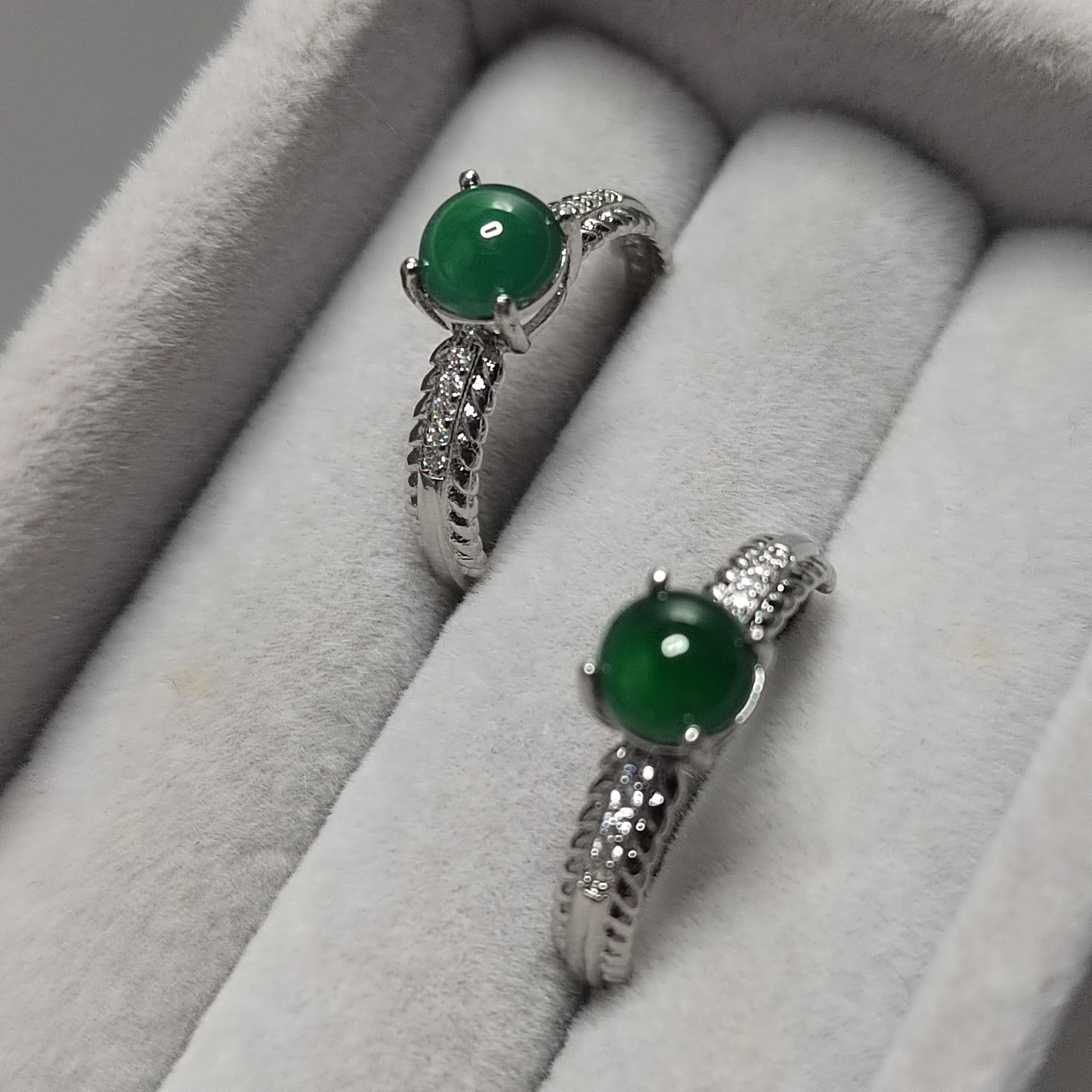 Certified A-Grade Natural Gemstone Untreated Guatemala Imperial Green Jadeite Simple Minimalist Design S925 Ring SL245X4 - SL Precious