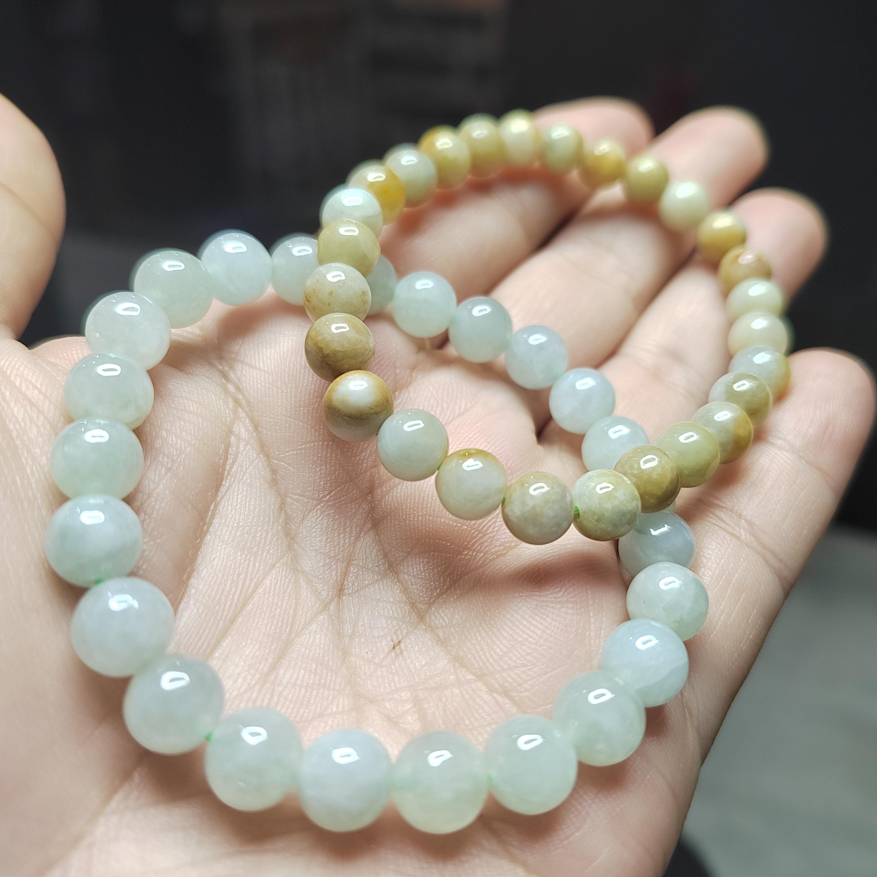 Burmese Jadeite Bracelet Set: Yellow & Icy Green, Untreated A-Grade