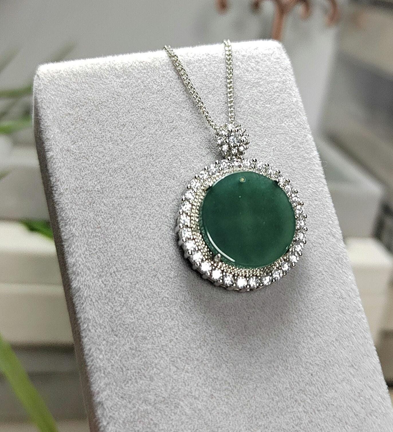 Women Minimalist Blue Water Round Natural Gemstone Guatemala Untreated A Grade Zirconia Jadeite Pendant Chain For Her SL066 - SL Precious