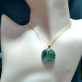 Certified A-Grade Natural Untreated Burmese Dynasty Design Icy Floral Green Donut Jadeite Pendant 冰飘花 G18K SL375 SL Precious