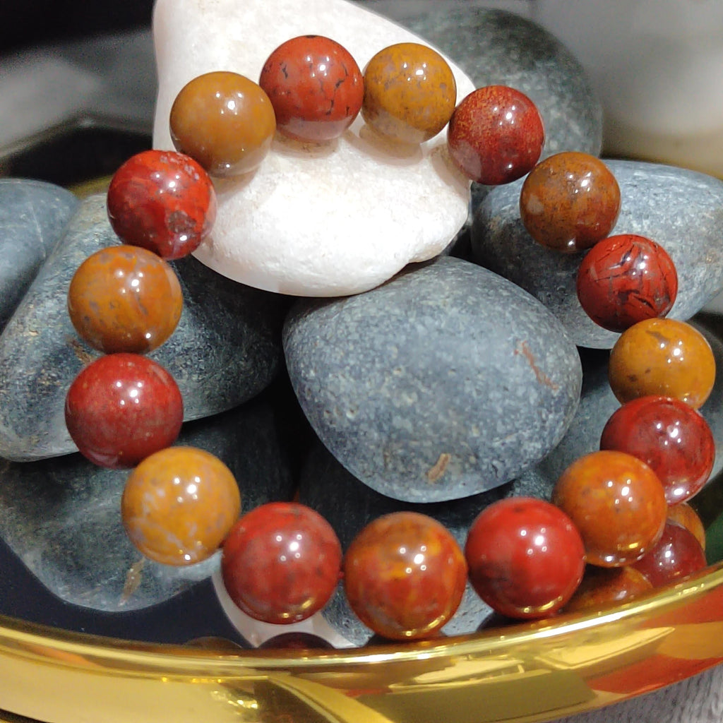 Certified A-Grade Natural Southern Yunna Zhaotong(昭通料） Nanhong Orange/Red Tone Natural Beauty Bead Bracelet SL384
