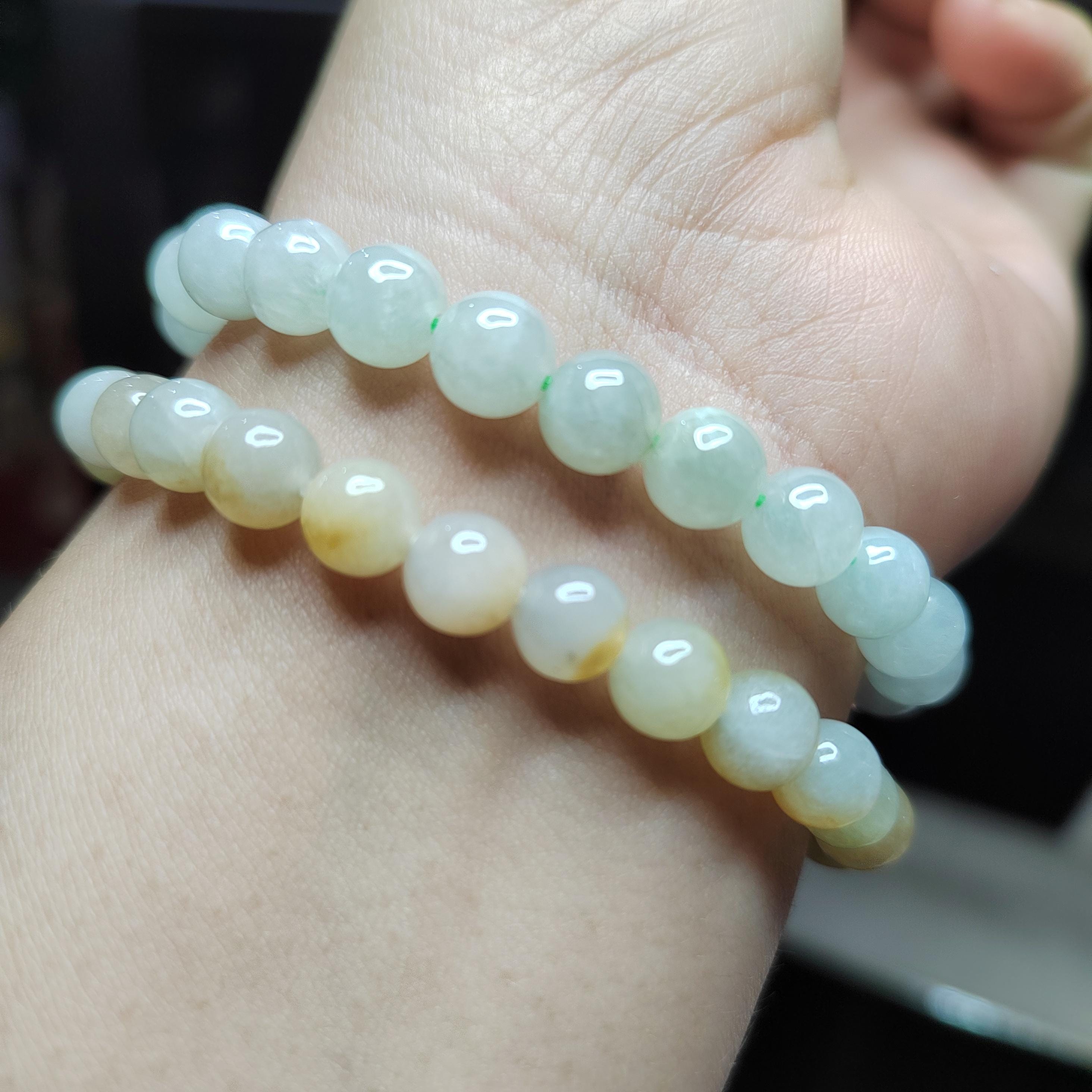 Certified Burmese Jadeite Bracelet Set: Yellow & Icy White Green A-Grade Jade SL425 - SL Precious
