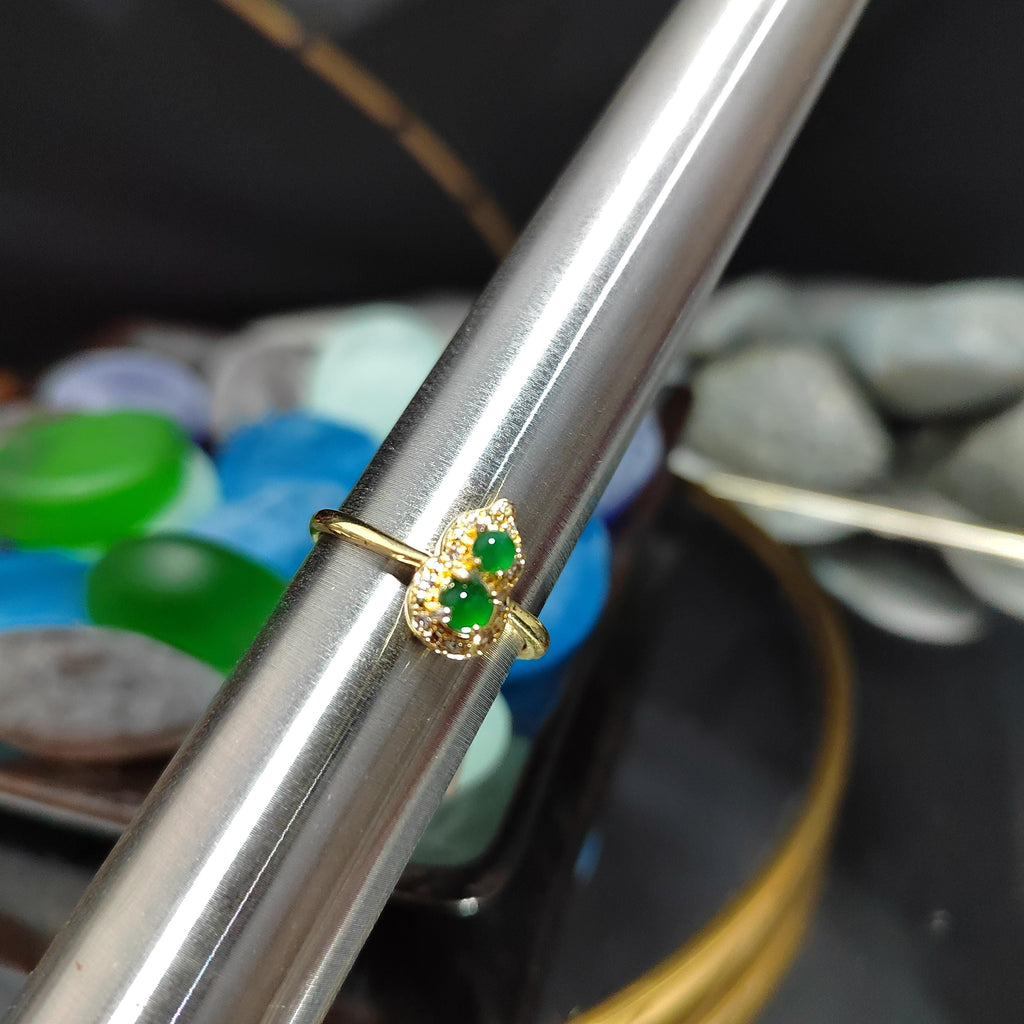 Certified Natural Guatemala Green Blue Wulu Jadeite Minimalist Ring 18k Plated on S925 Sterling Silver SL376 - SL Precious