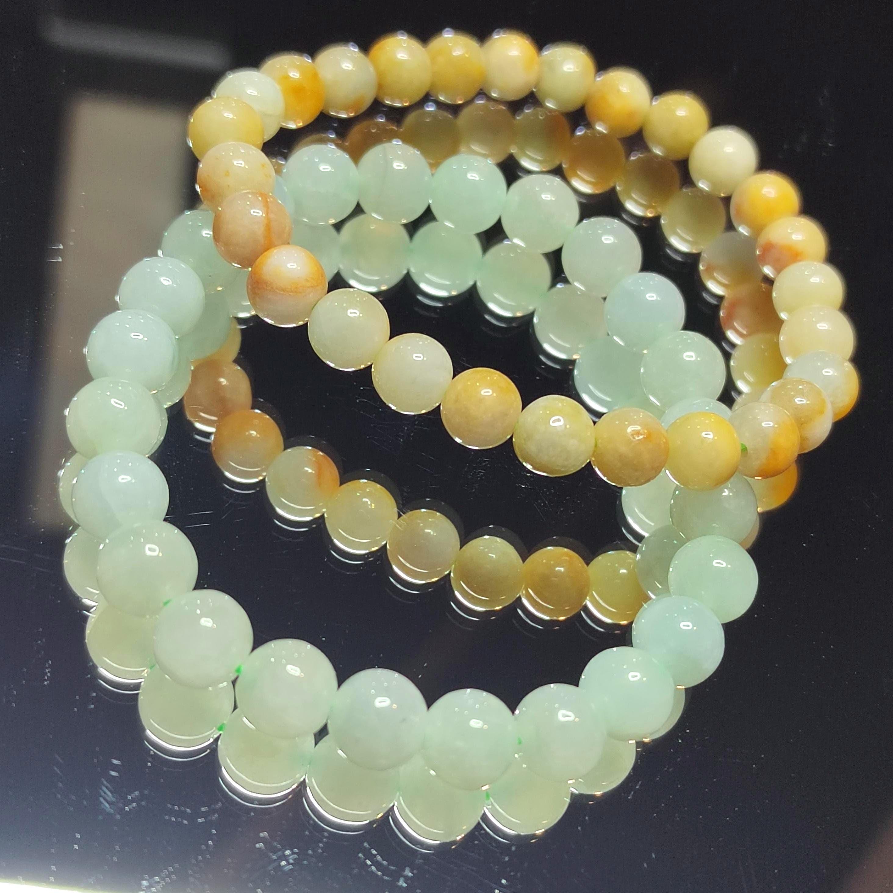Burmese Jadeite Bracelet Set: Yellow & Icy Green, Untreated A-Grade