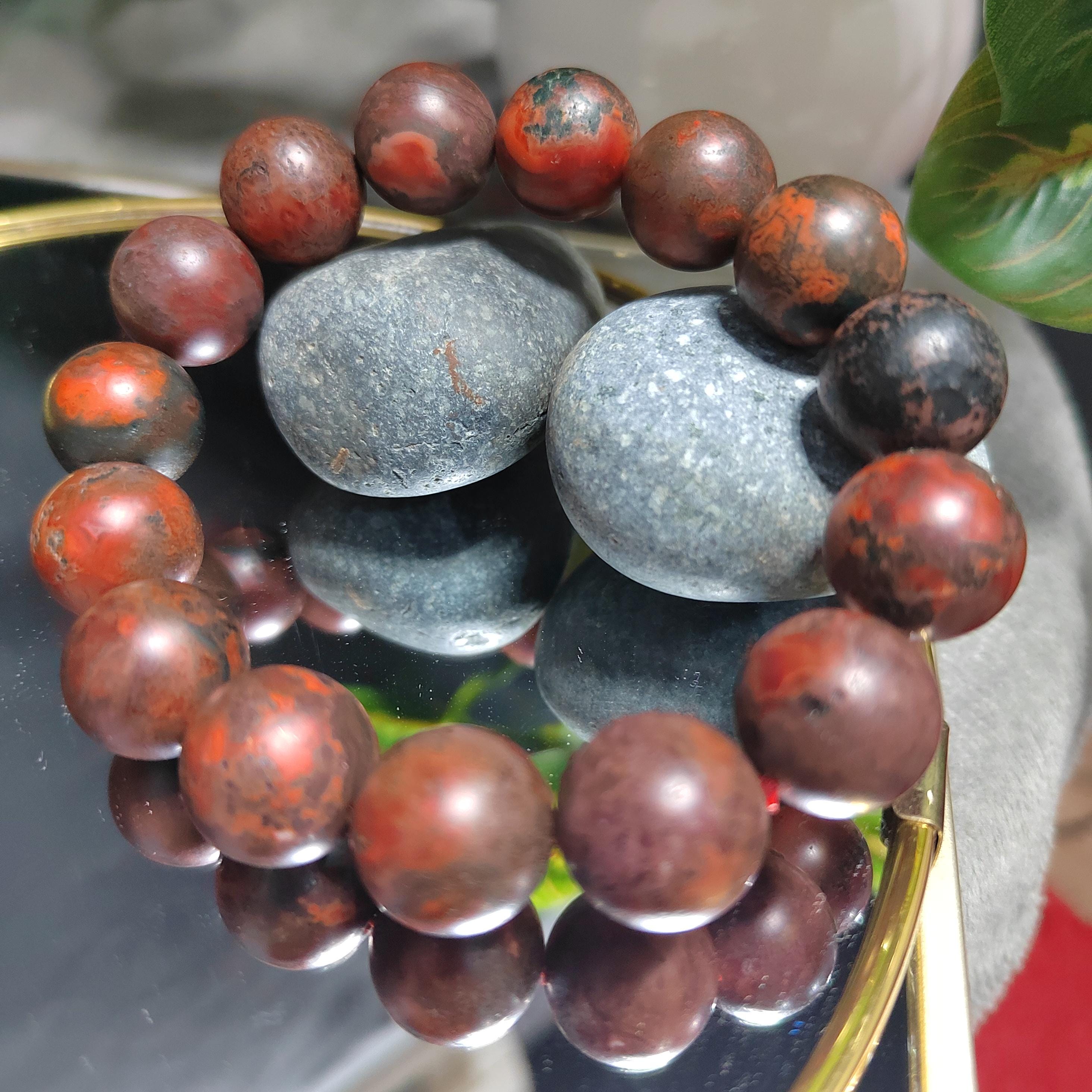 Certified A-Grade Natural Southern Sichuan Liangshan Waxi Deep Red|Black Raw Skin Nanhong Agate Beads Bracelet 15mm SL387