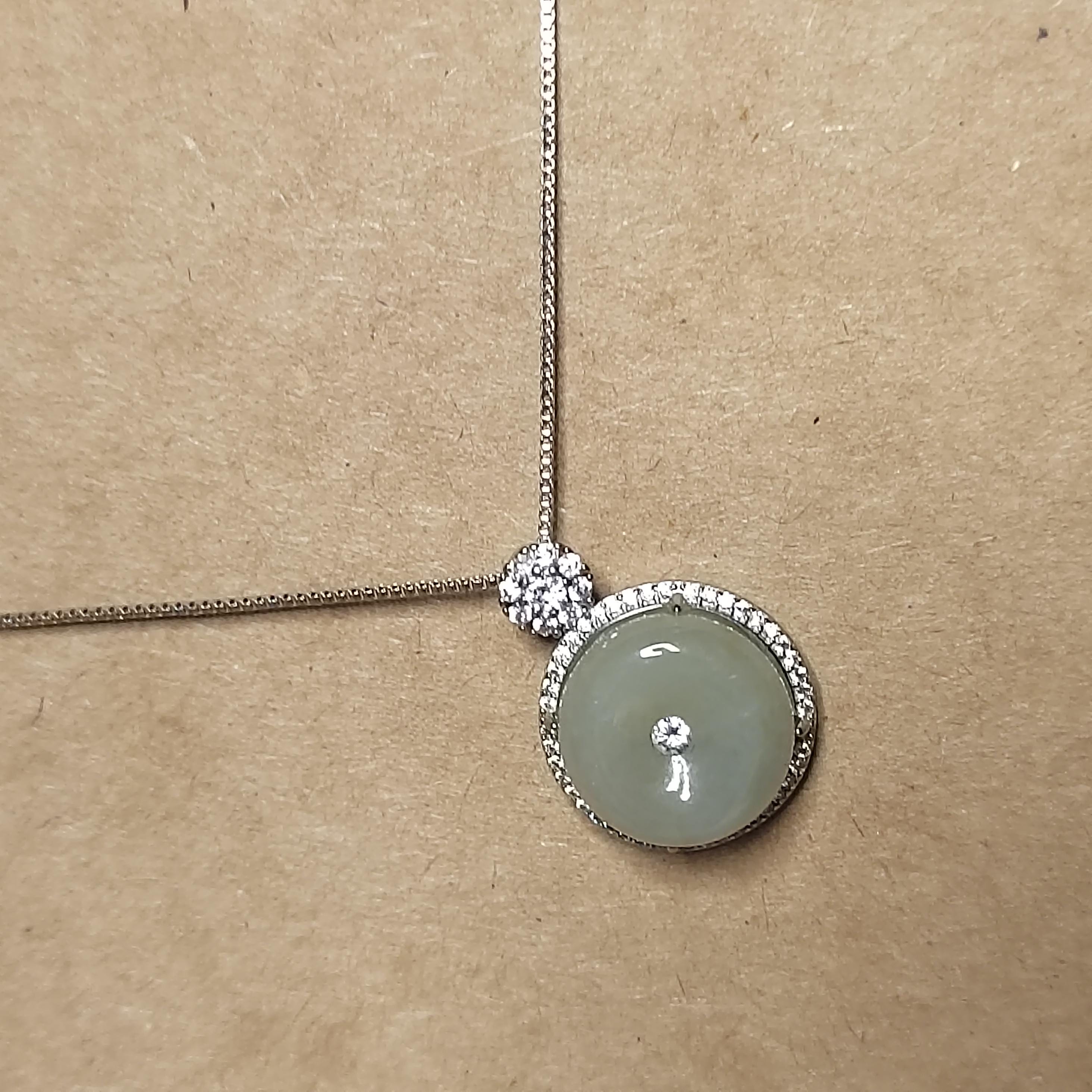 Certified A-Grade Natural Untreated Burmese Tea Yellow Donut Zircon Luxury Jadeite Pendant Necklace S925 SL264X23