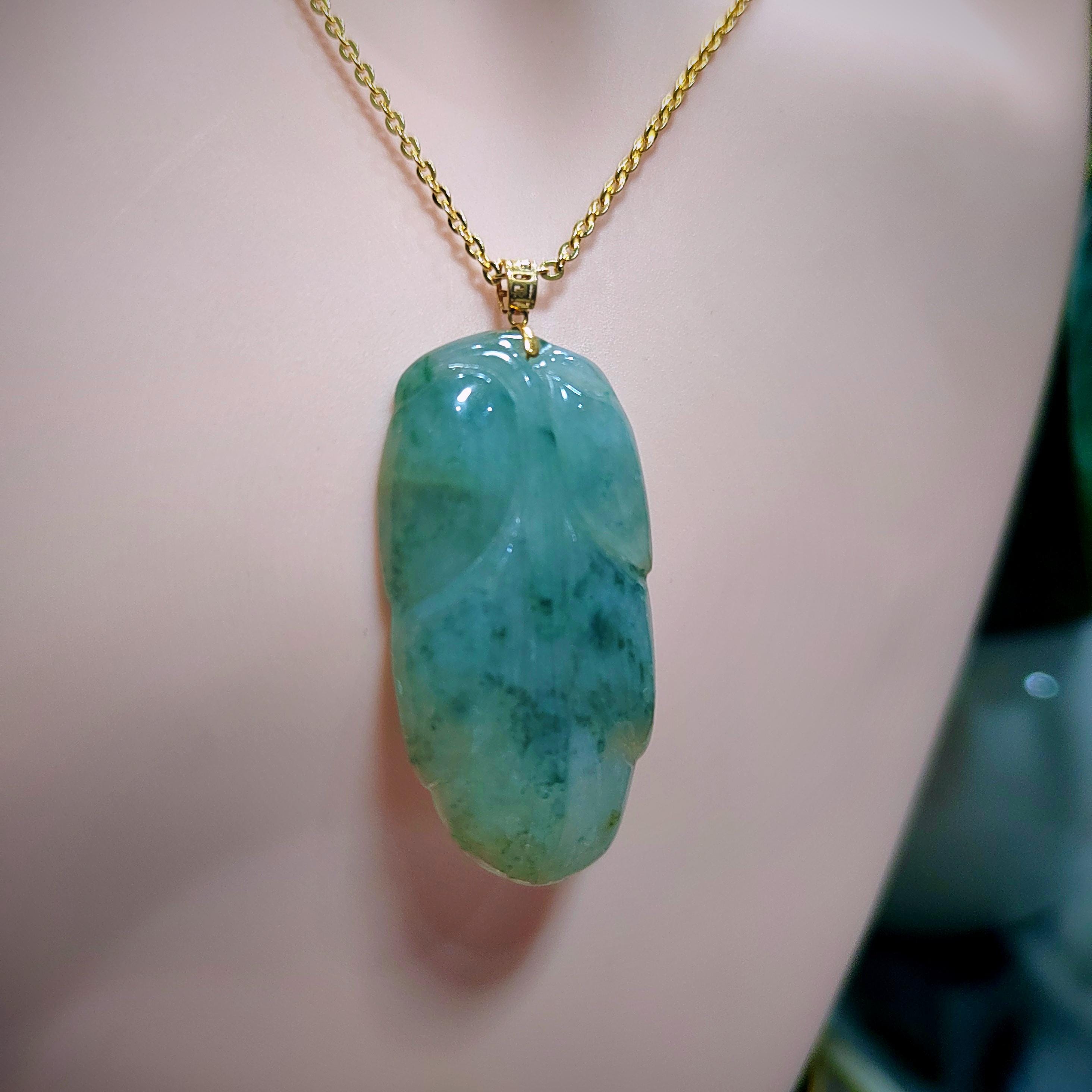 Certified A-Grade Gemstone Natural Green Yellow With Yellow Leaf Jadeite 18K Gold Setting For Her Gifts SL8019 - SL Precious