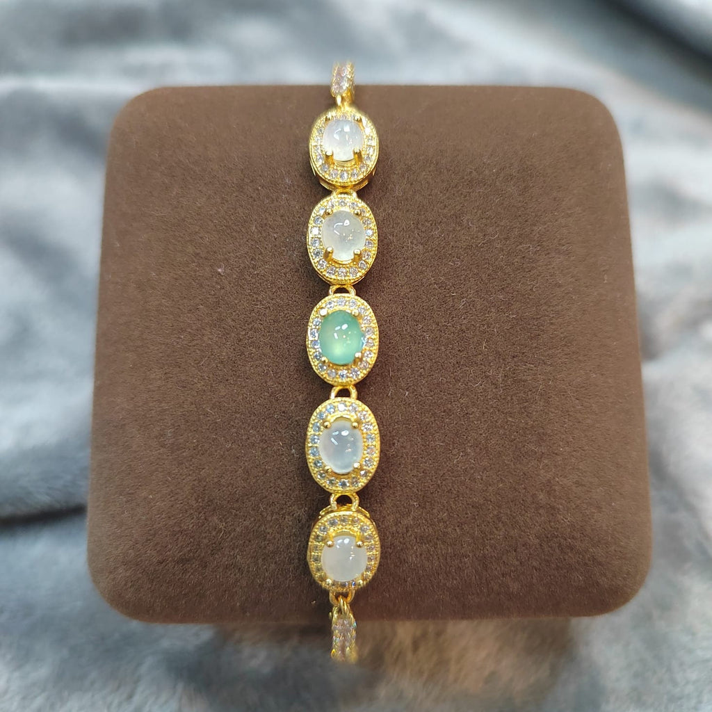 Luxurious Burmese Jadeite Bracelet with 18K Gold Plating | Exquisite Oval Design | Certified Quality SL8010