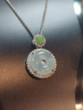 Certified A-Grade Icy White Green Burmese Jadeite Donut Shape Pendant Zirconia on 925 Silver Chain | Minimalist Design | For Her SL8007 SL Precious