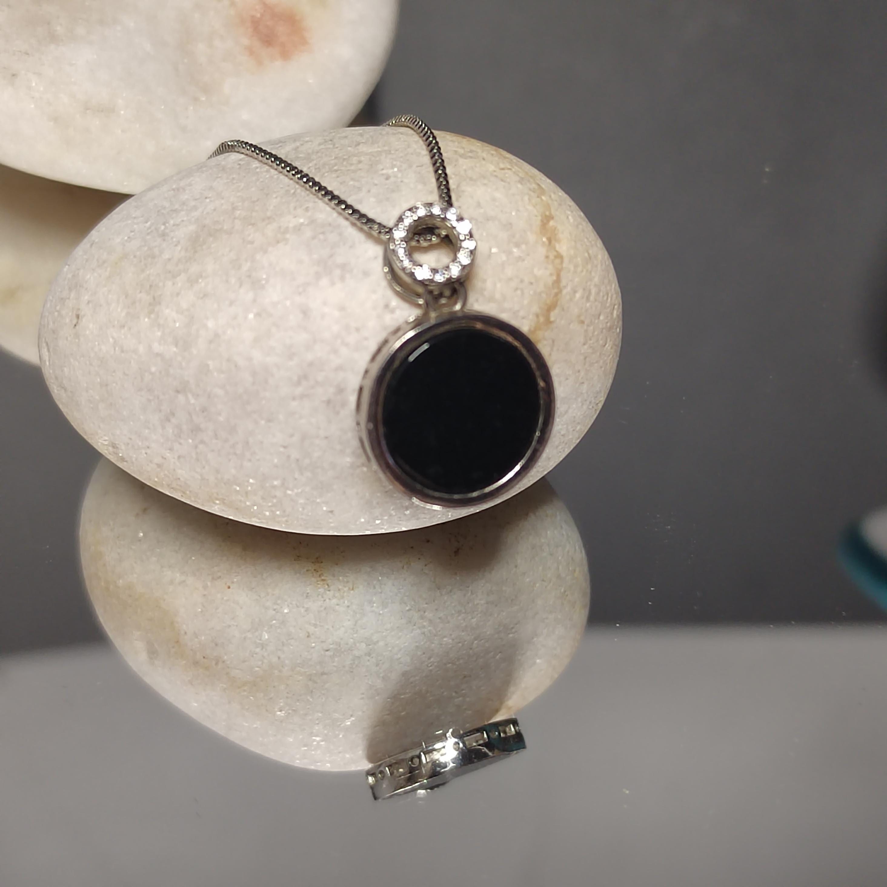 Certified A-Grade Natural Gemstone Untreated Burmese Black Ink Round Minimalist Jadeite Pendant Chain S925 For Her Him SL265X24