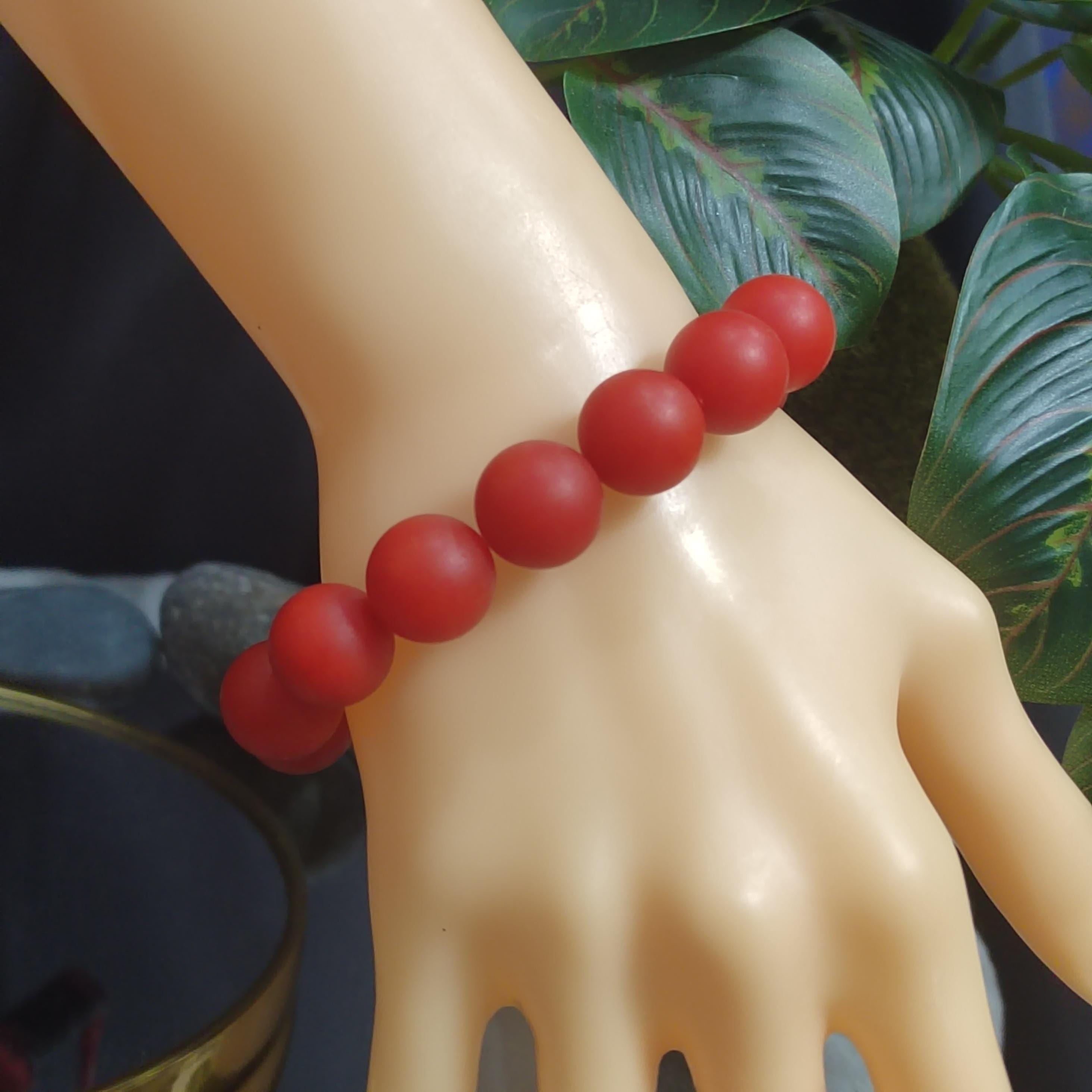 Certified A-Grade Natural Yunnan Baoshan Xishan Yangliu Jinhong Beads Nanhong Agate Matte Surfaces Beads Bracelet 14-14.2mm SL401