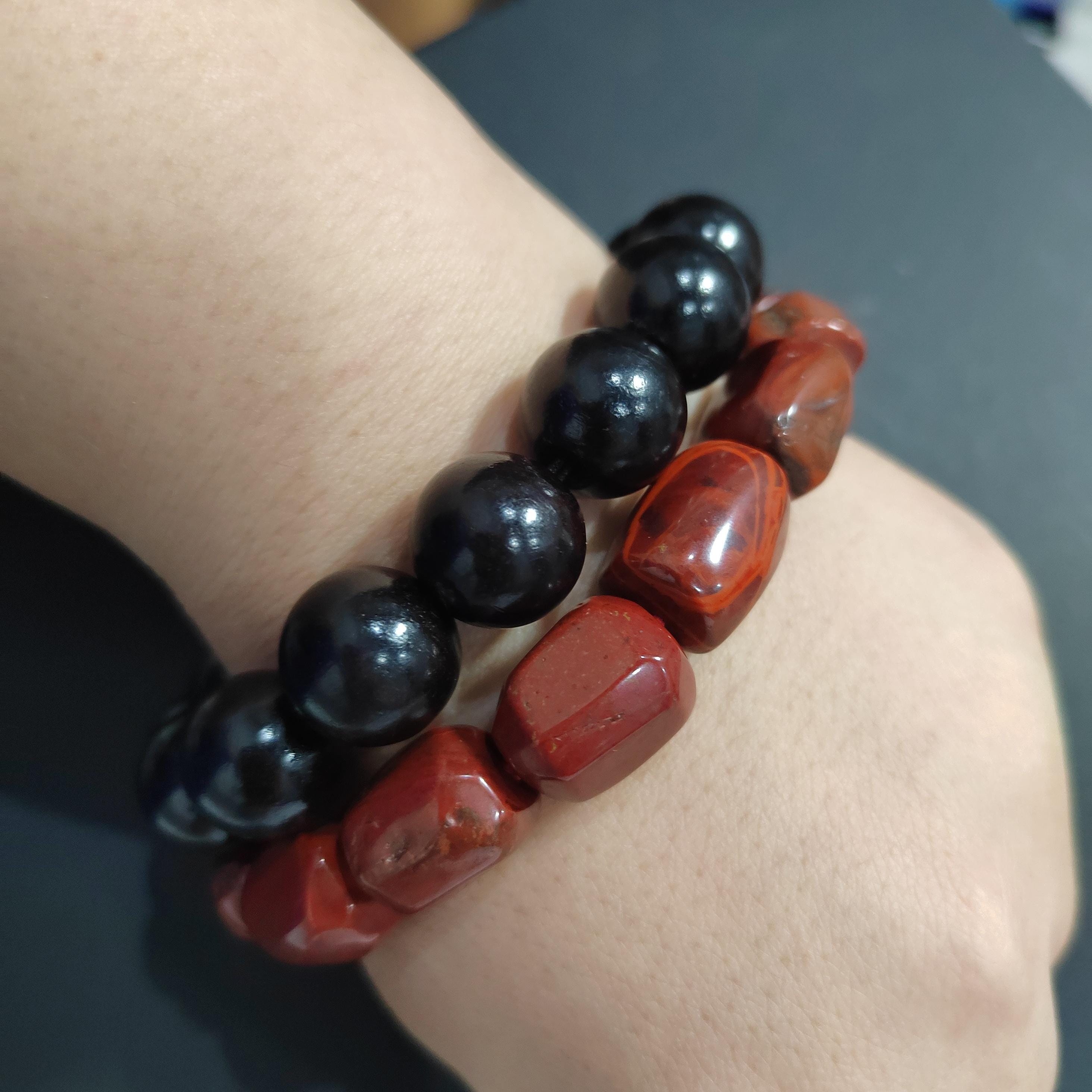 Certified Liangshan Nanhong Agate Bracelet: Flame Pattern, Iron Skin, Untreated SL382