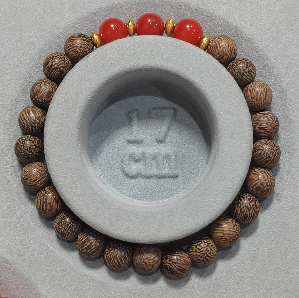Natural Yunna Baoshan Persimmon Icy Red Nanhong Agate| Natural Agarwood Bead Bracelet 2pcs Set Stacked Design SL393