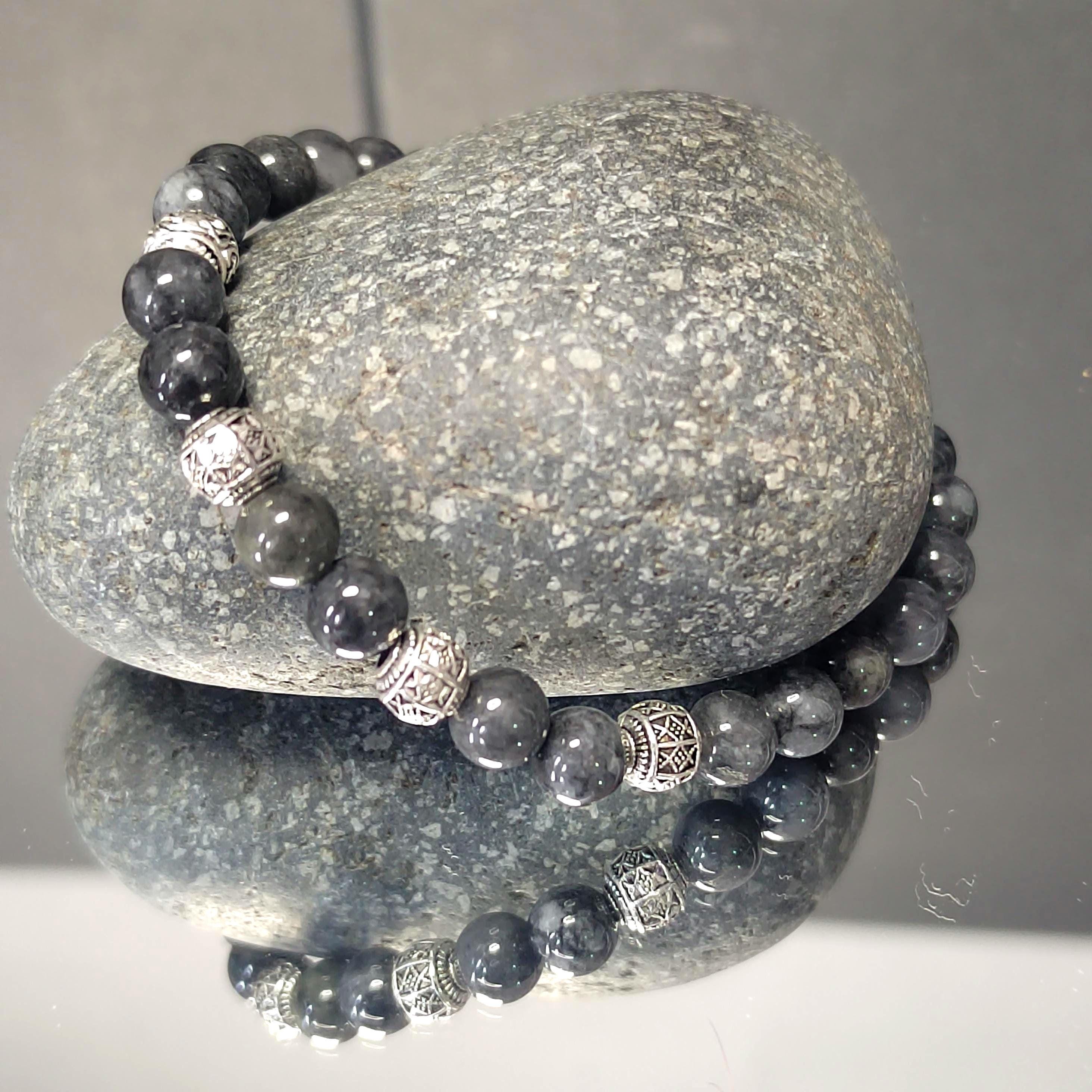 Natural Handmade Minimalist Burmese Icy Black Grey Wuji Jadeite & S999 Pure Silver Bead Bracelet Jewelry SL327 SL327A - SL Precious