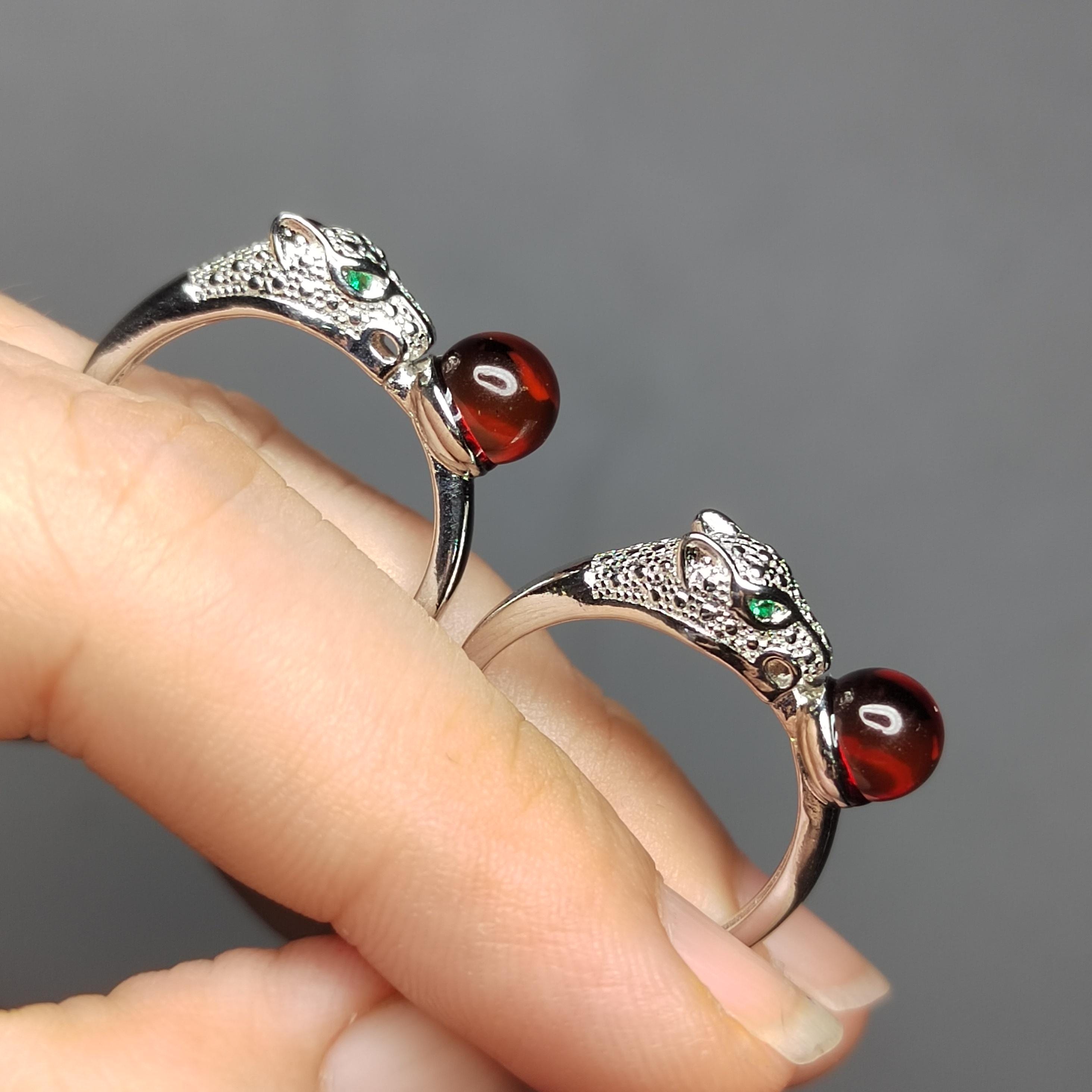 Natural Burmese Blood Amber Leopard Zirconia Beautiful Design Adjustable Unisex Ring SL115 - SL Precious