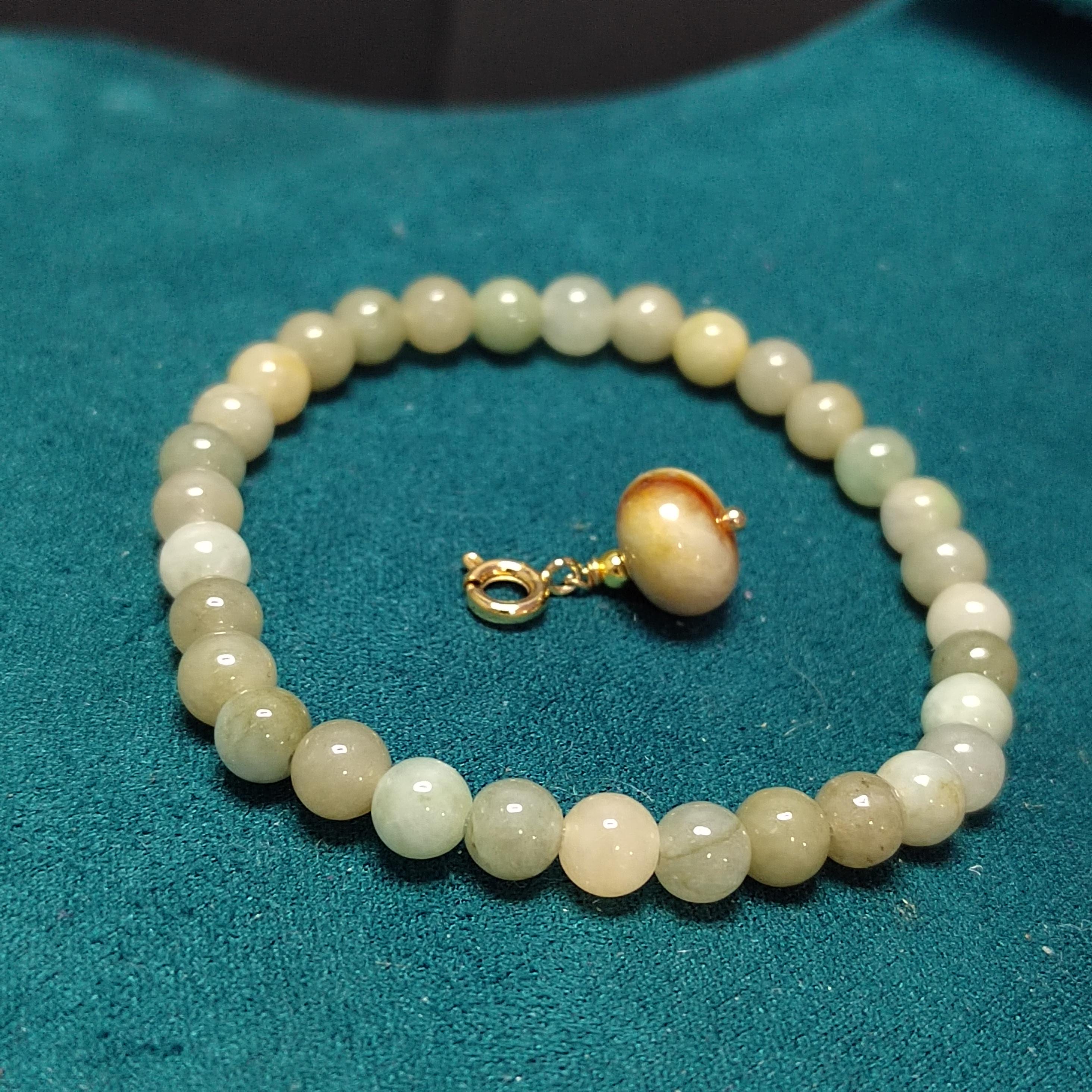 Natural Untreated Burmese Sugar Cane Yellow, Green, and Icy White Minimalist Bead Bracelet Design SL335 - SL Precious