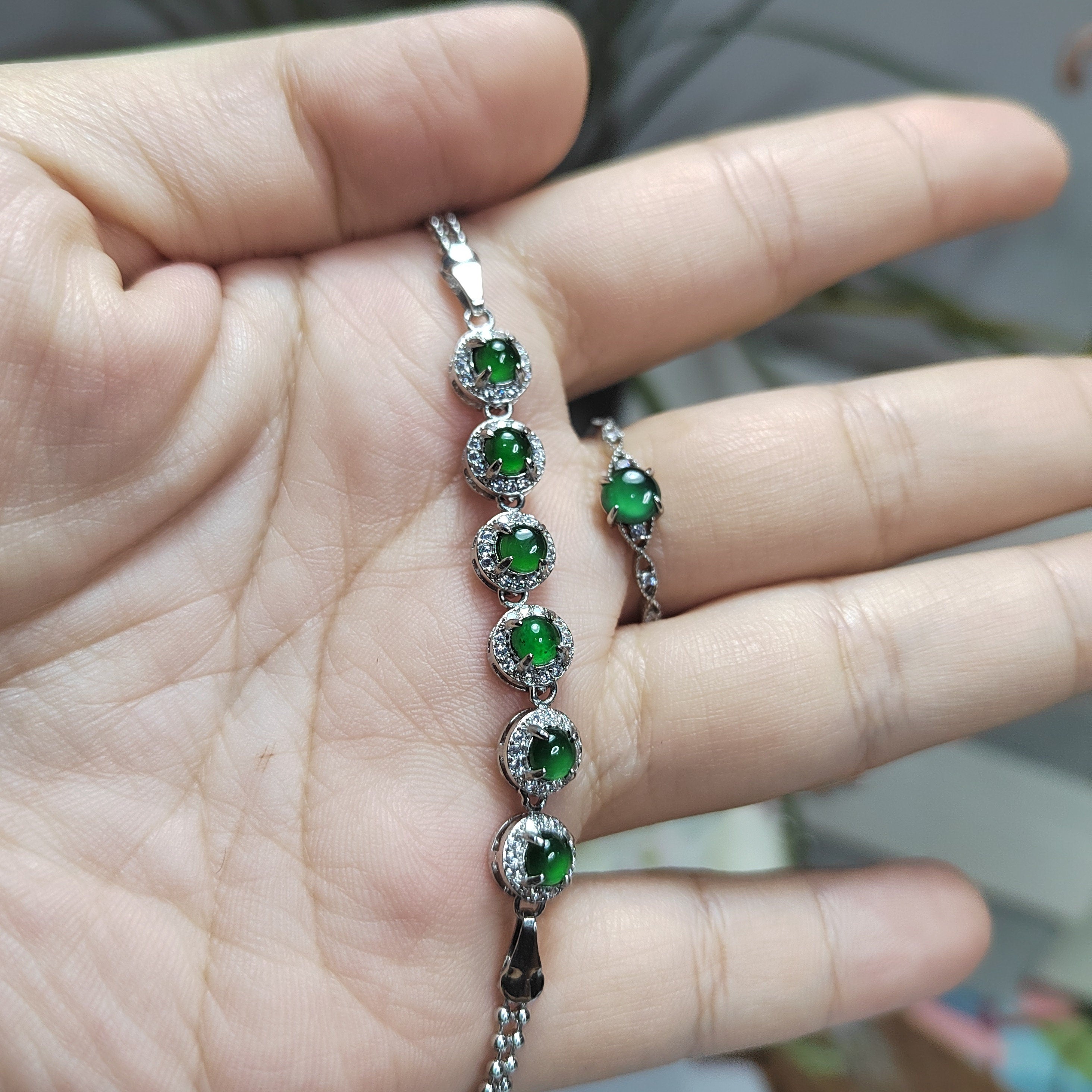 Certified Imperial Green Jadeite Bracelet from Guatemala | S925 Silver with FREE Matching Ring | Minimalist Luxury Design | SL080 - SL Precious
