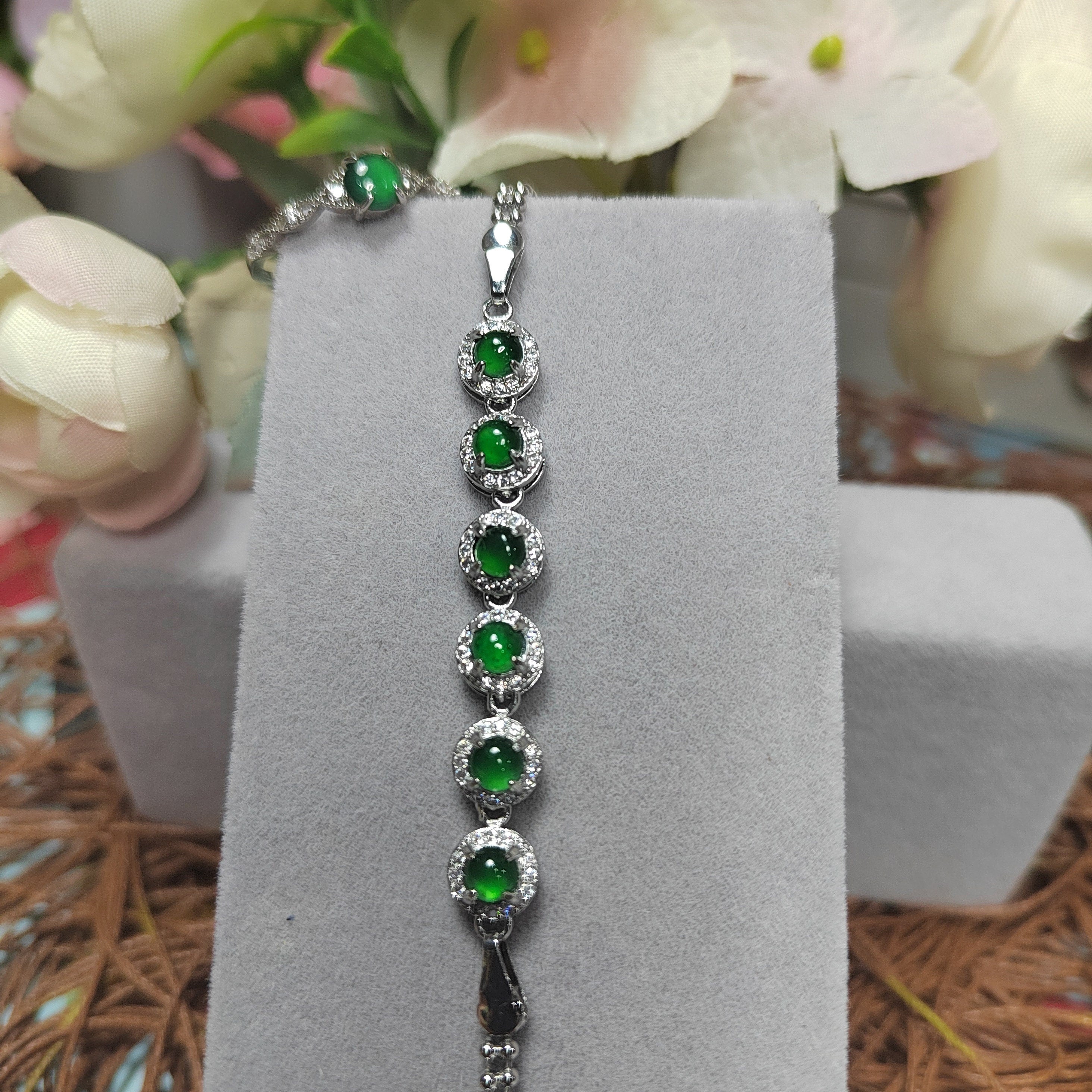 Certified Imperial Green Jadeite Bracelet from Guatemala | S925 Silver with FREE Matching Ring | Minimalist Luxury Design | SL080 - SL Precious