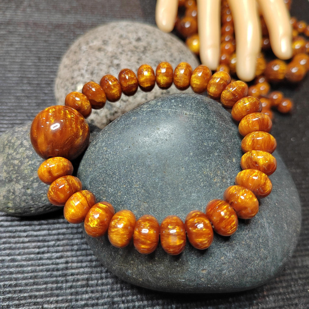 Golden Sea Willow Bracelet 金丝海柳手串 | Natural Ocean Coral | 26 Beads 10.9mm + 19.8mm | 17cm Wrist | Healing Energy SL128 - SL Precious