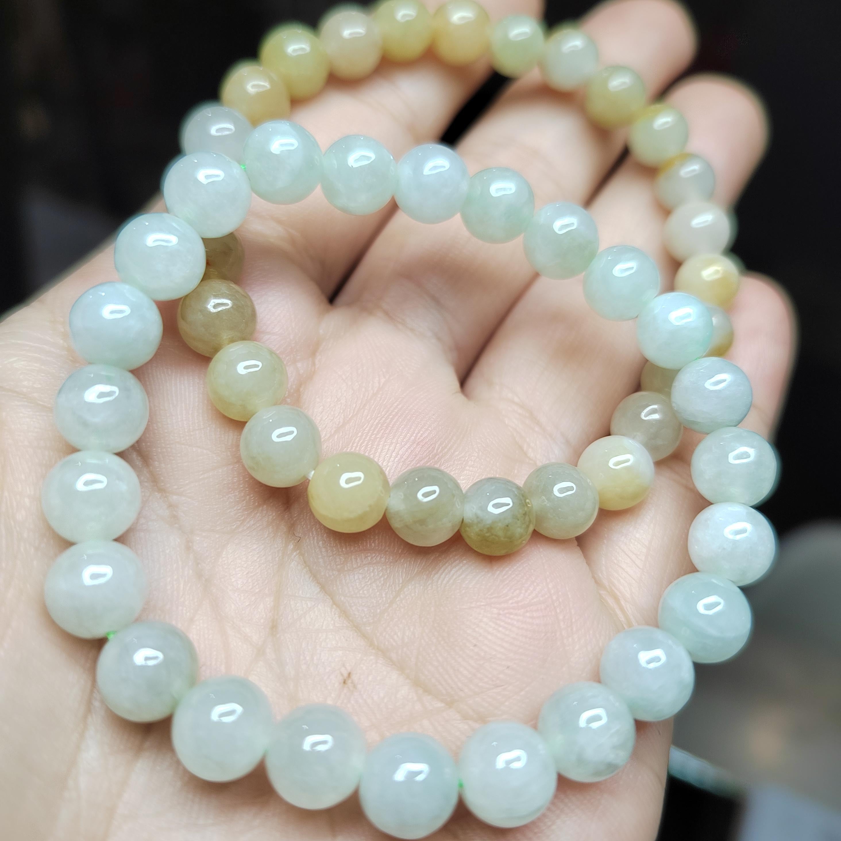 Certified Burmese Jadeite Bracelet Set: Yellow & Icy White Green A-Grade Jade SL425 - SL Precious