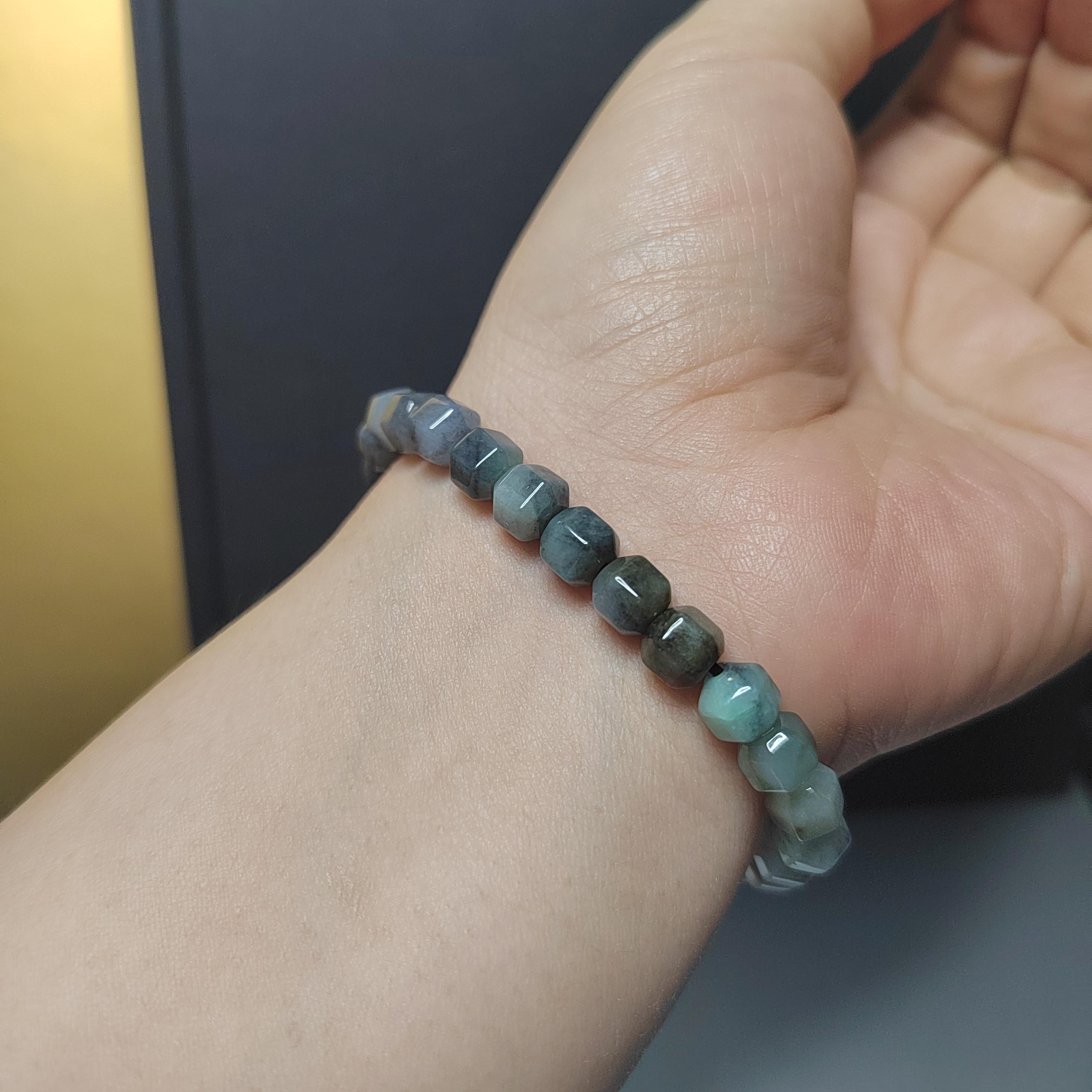 Certified Natural Untreated Burmese 4 Tones Wuji Six Surfaces Diamond Cut Bead Bracelet SL230 - SL Precious